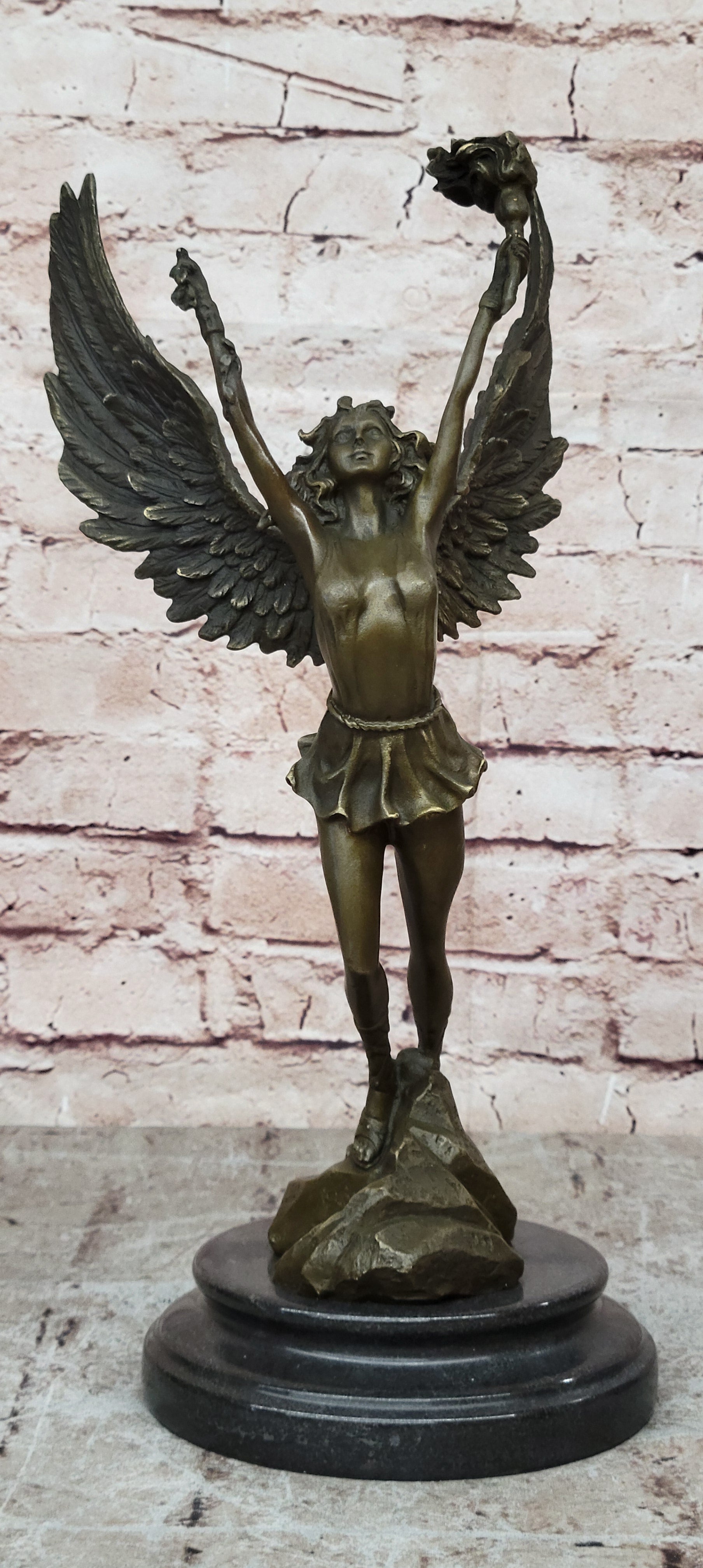 Handcrafted bronze sculpture SALE Mythical Religious Angel Moreau Signed Nude