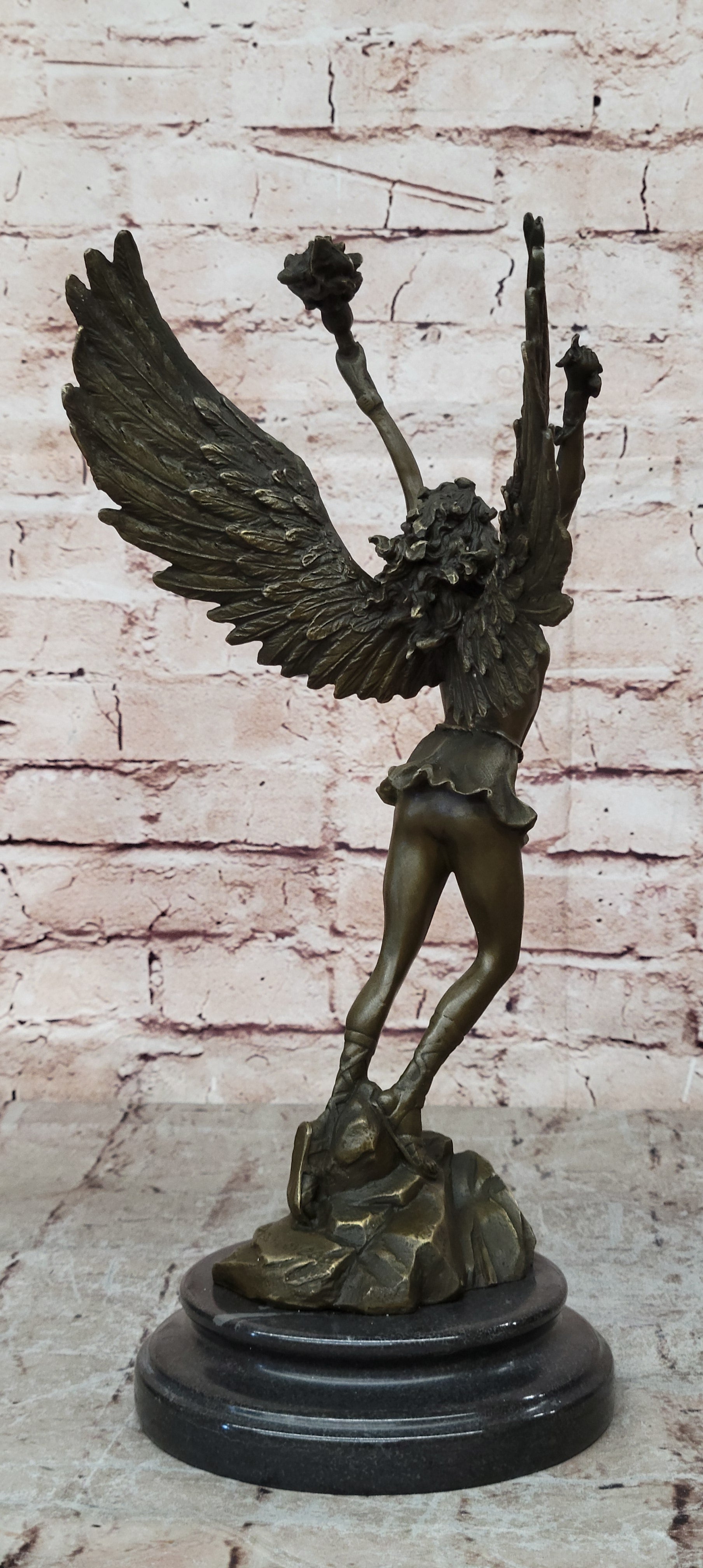 Handcrafted bronze sculpture SALE Mythical Religious Angel Moreau Signed Nude