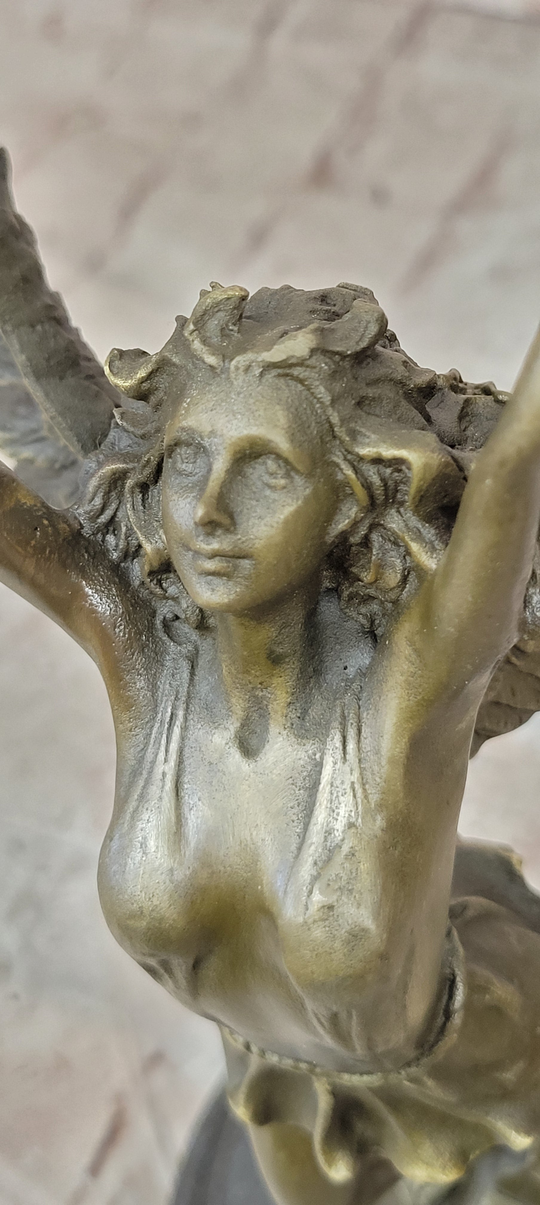 Handcrafted bronze sculpture SALE Mythical Religious Angel Moreau Signed Nude