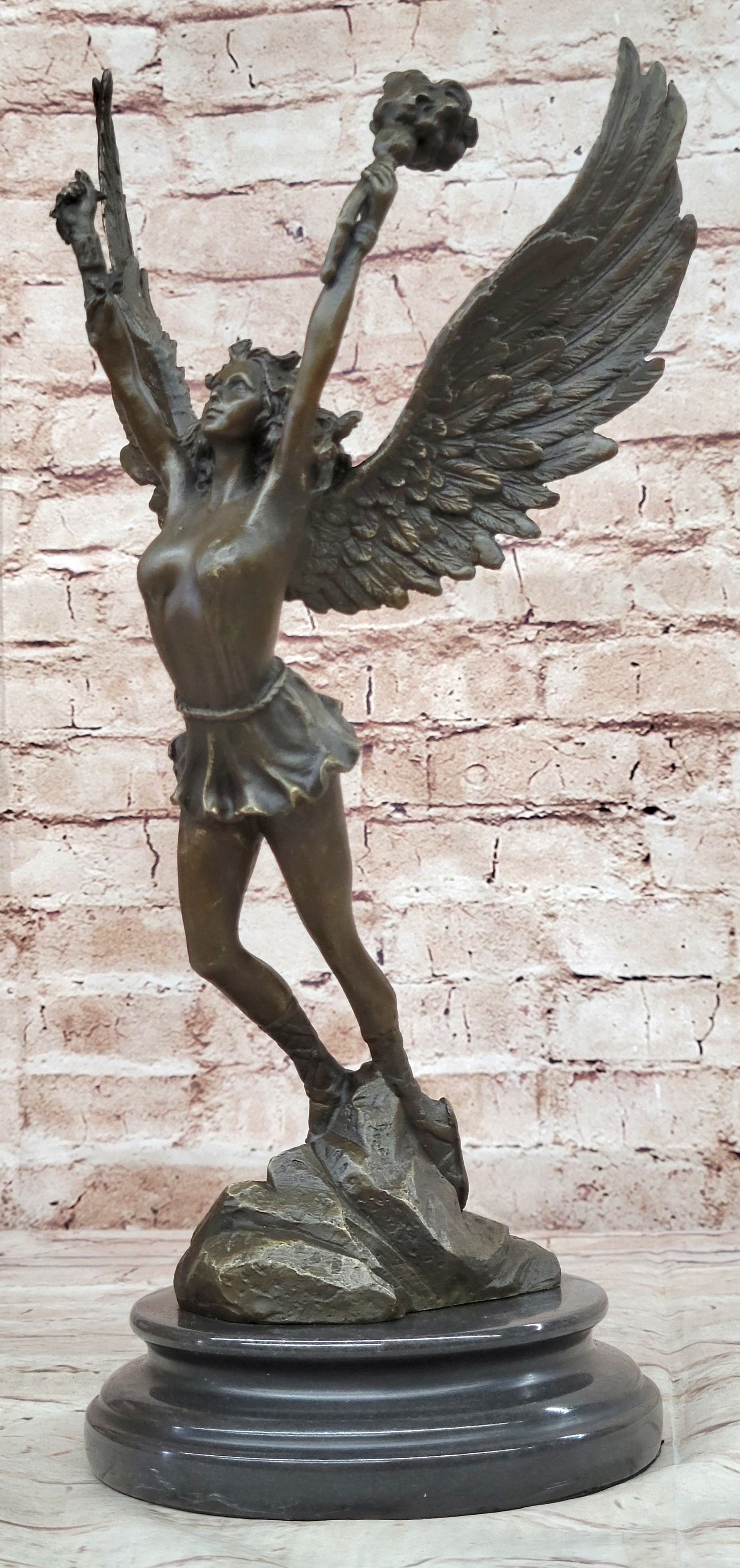 Handcrafted bronze sculpture SALE Mythical Religious Angel Moreau Signed Nude
