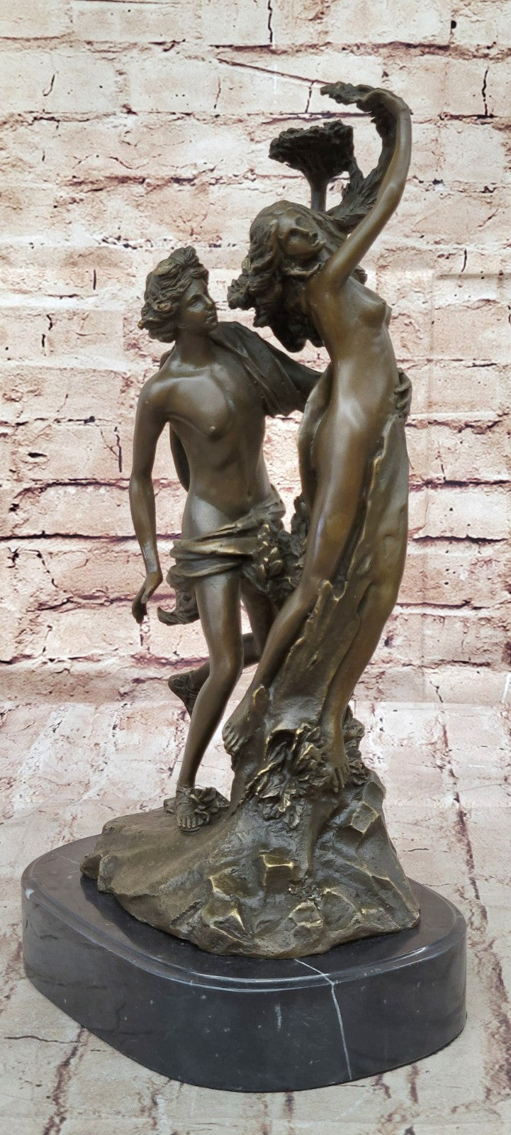 Art Deco Apollo and Daphne a Mythical Museum Quality Masterpiece Bronze Sculpture