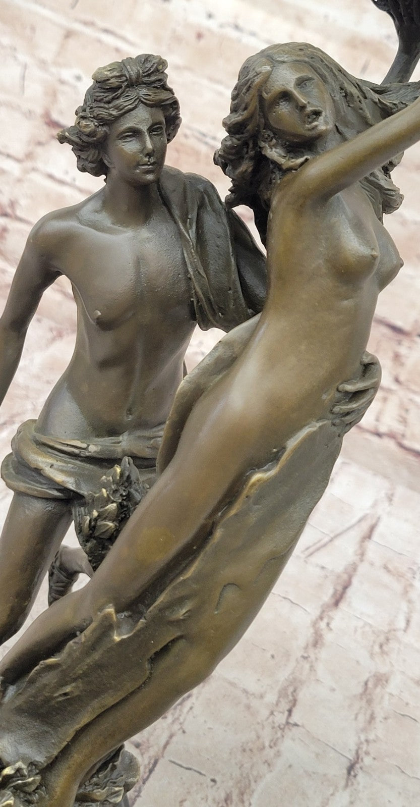 Art Deco Apollo and Daphne a Mythical Museum Quality Masterpiece Bronze Sculpture