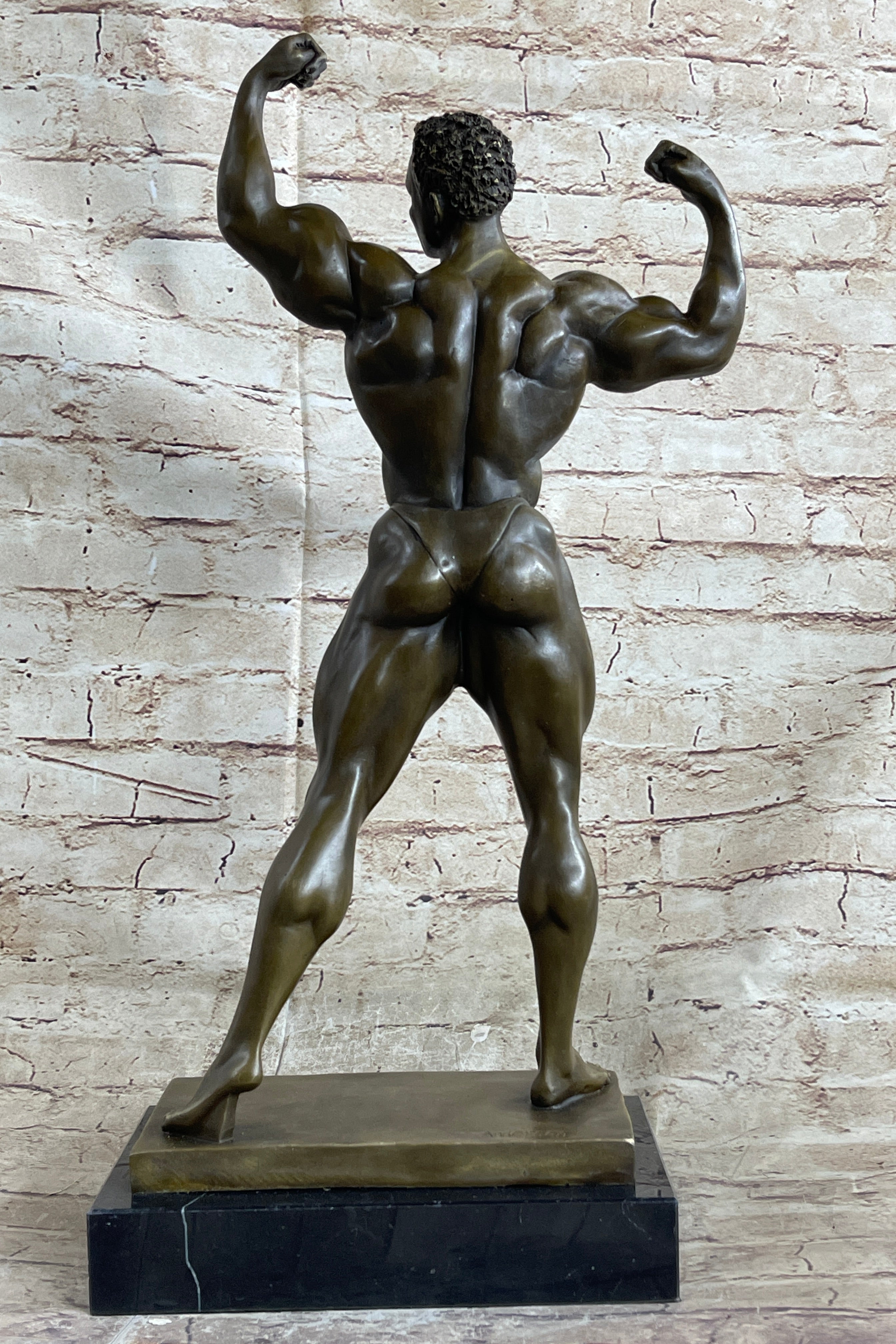 Handcrafted bronze sculpture SALE Fitness Male Nude Flexing Man Muscle Figurine