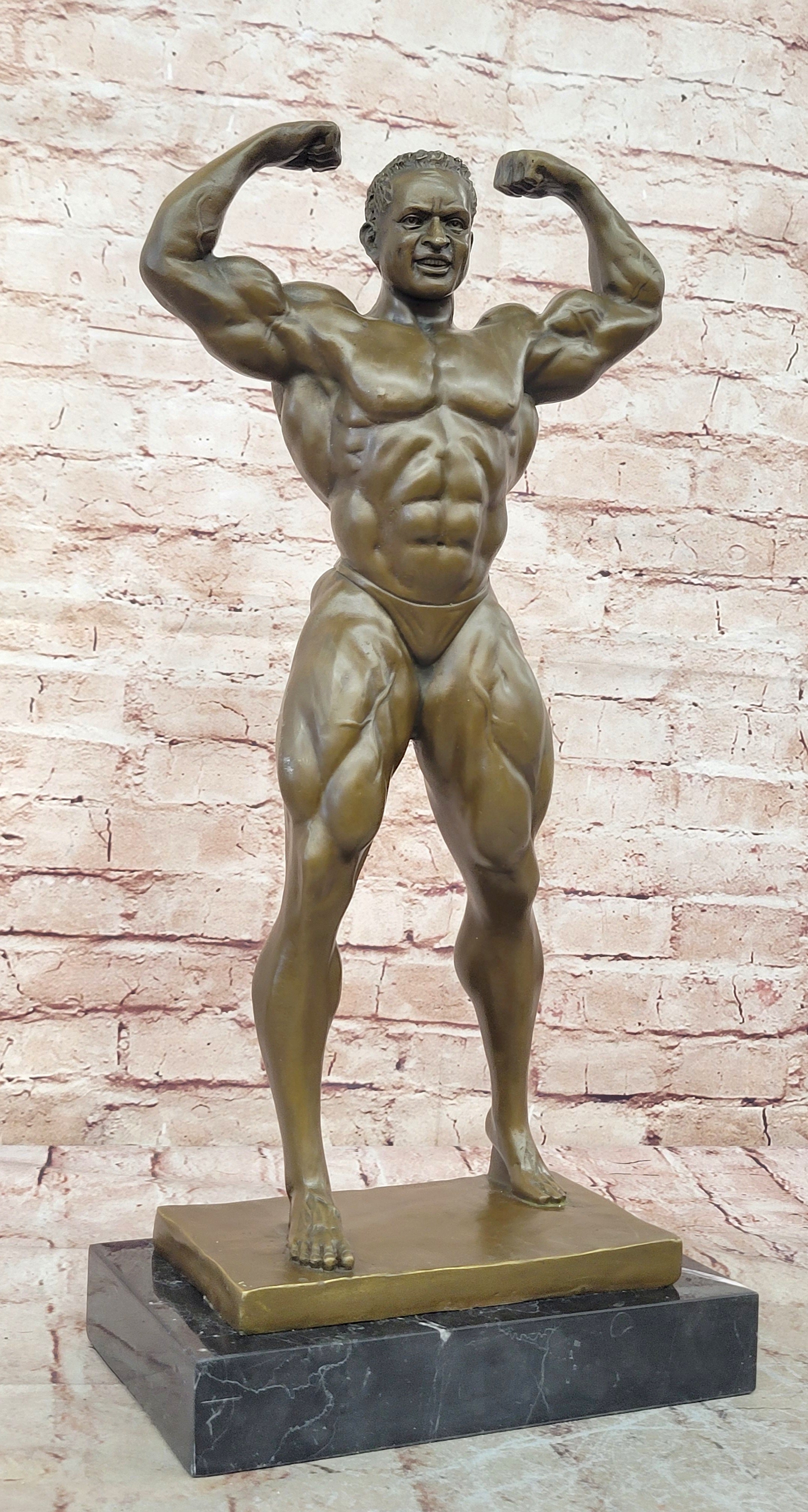 Handcrafted bronze sculpture SALE Decor Home Man Muscle Large Deco Art Original