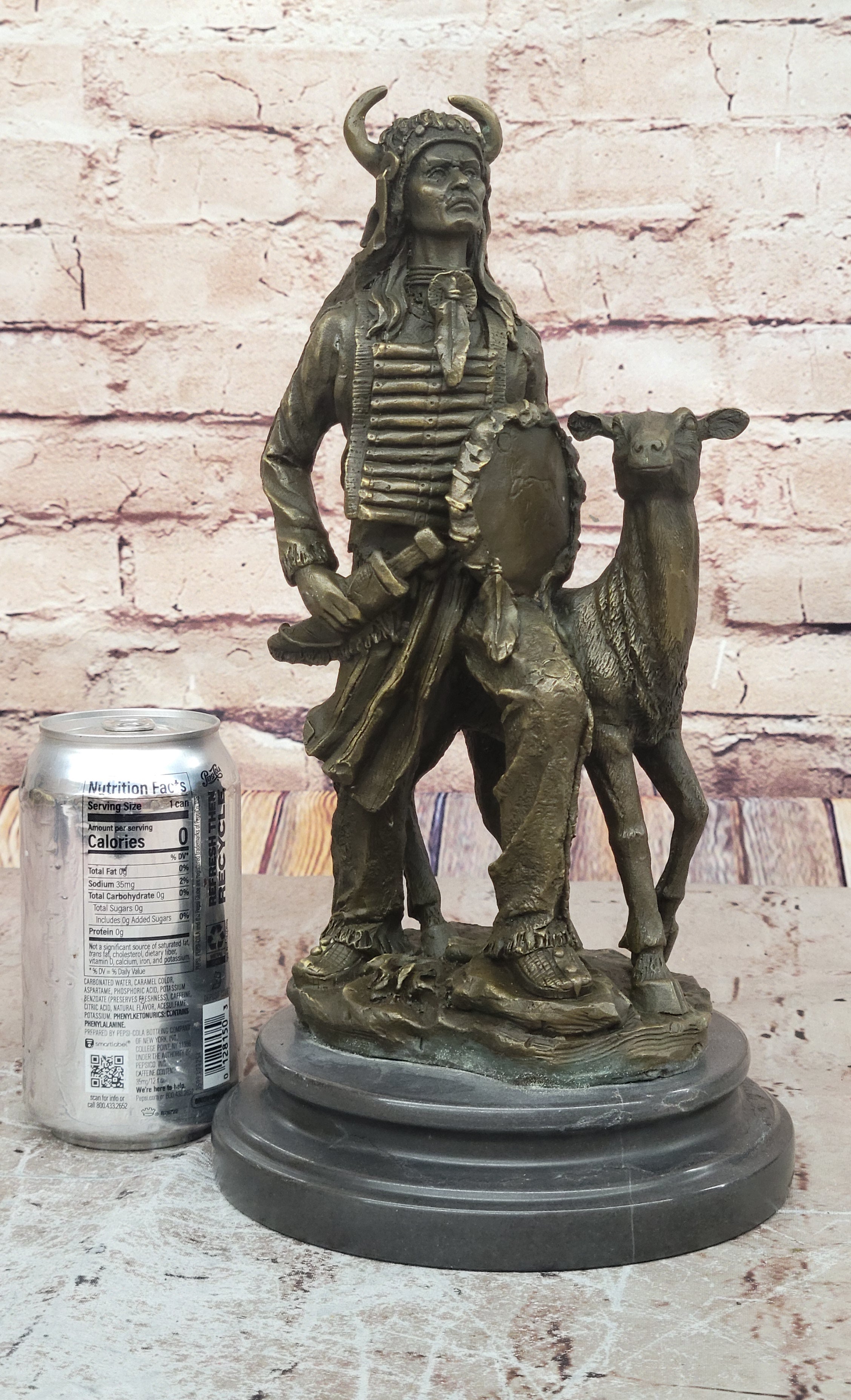 Western Artwork Real Handcrafted Bronze Indian Warrior  Lost Wax Method Statue