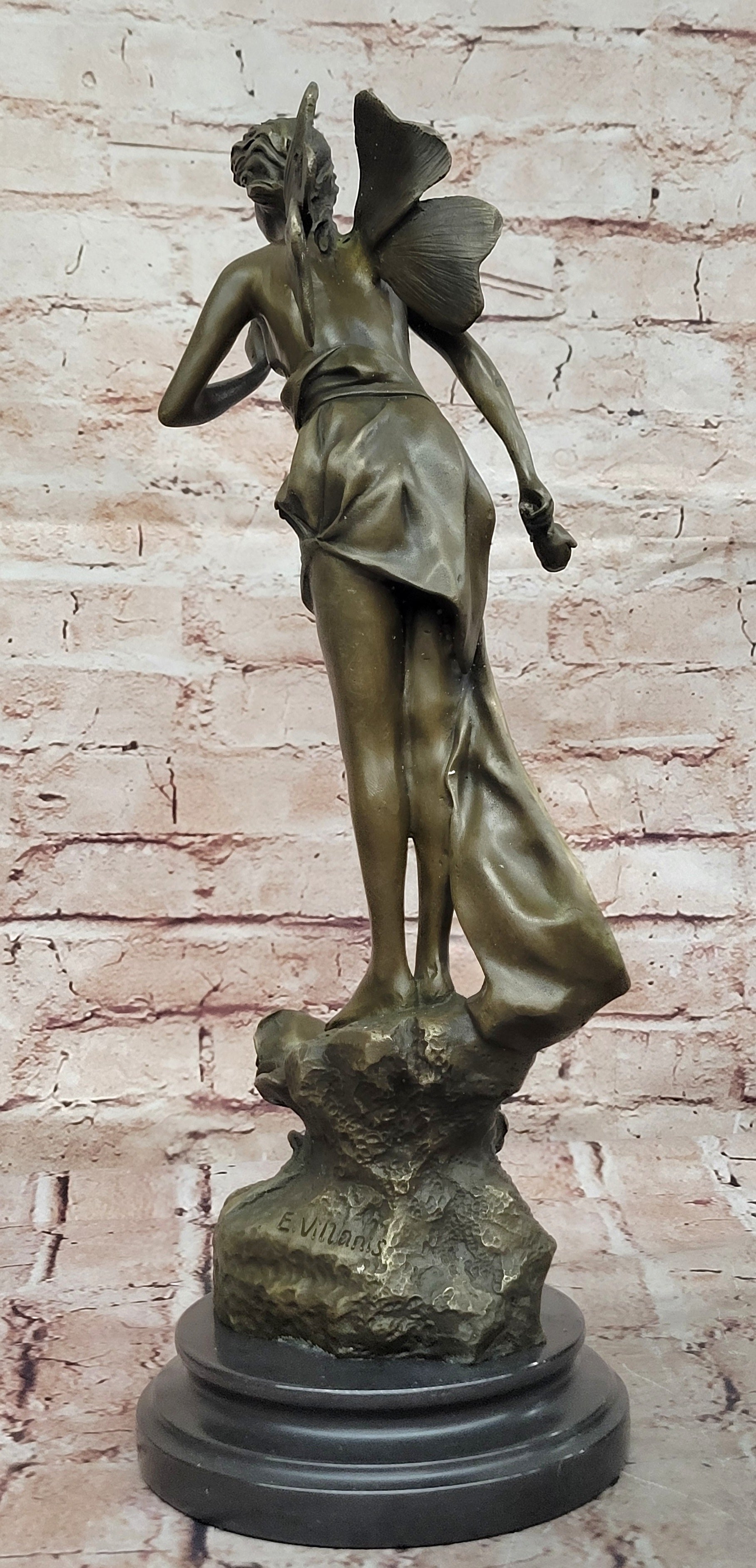 Signed Large Forest Fairy Villlanis Bronze Deco Statue Sculpture Figurine Art Deco