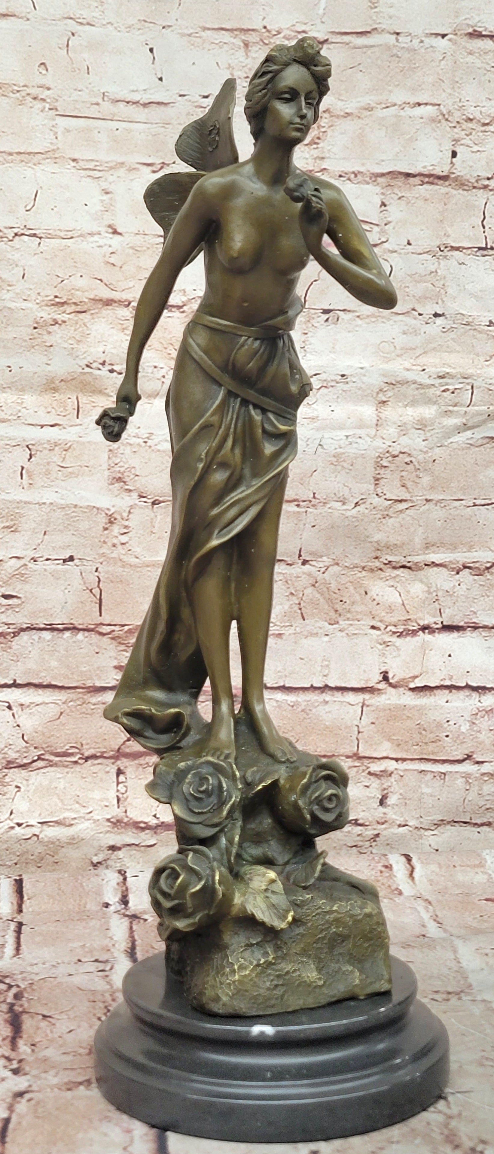Signed Large Forest Fairy Villlanis Bronze Deco Statue Sculpture Figurine Art Deco