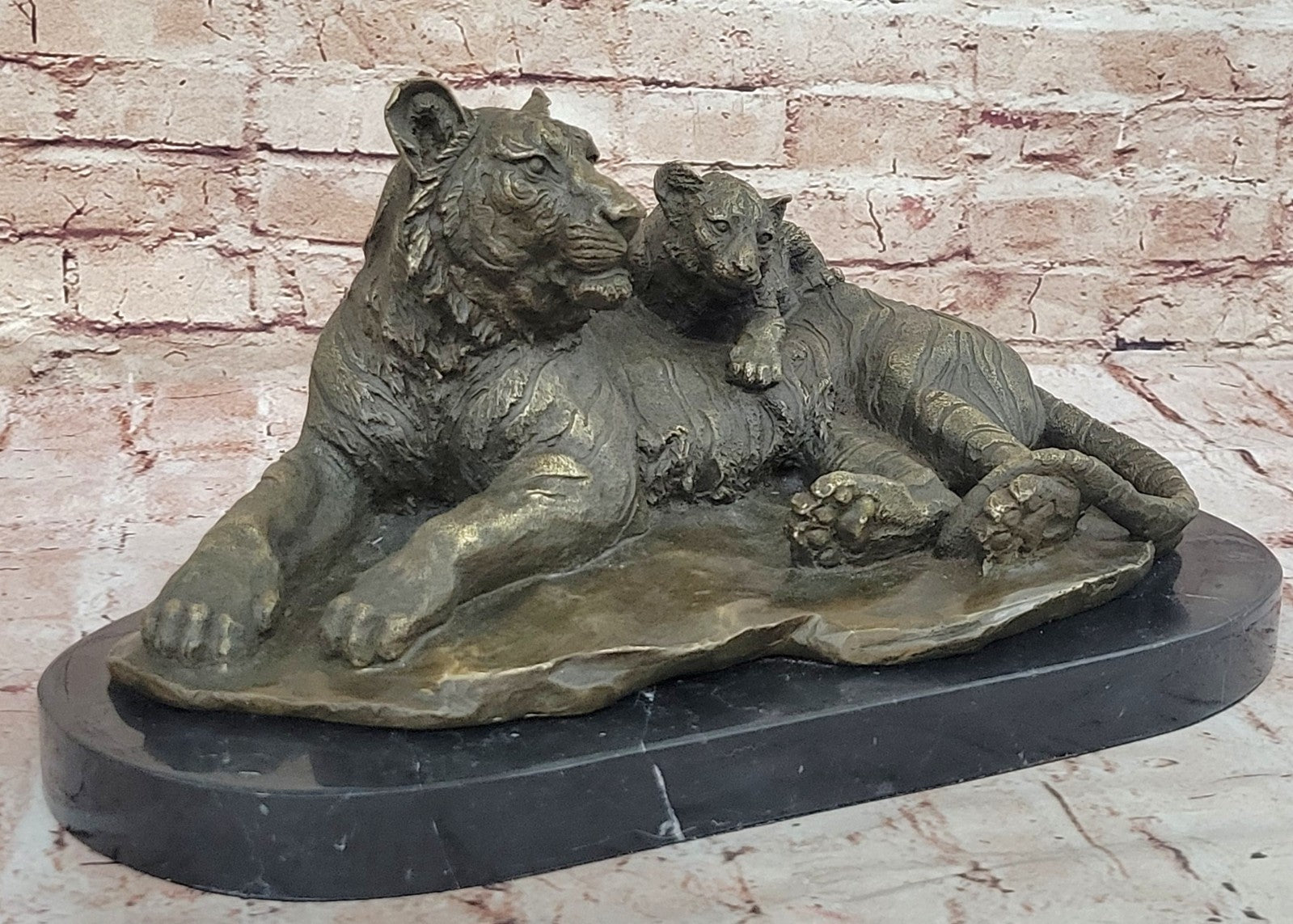 LARGE BRONZE STATUE SCULPTURE LION PANTHER TIGER PUMA COUGAR BIG CAT AFRICAN