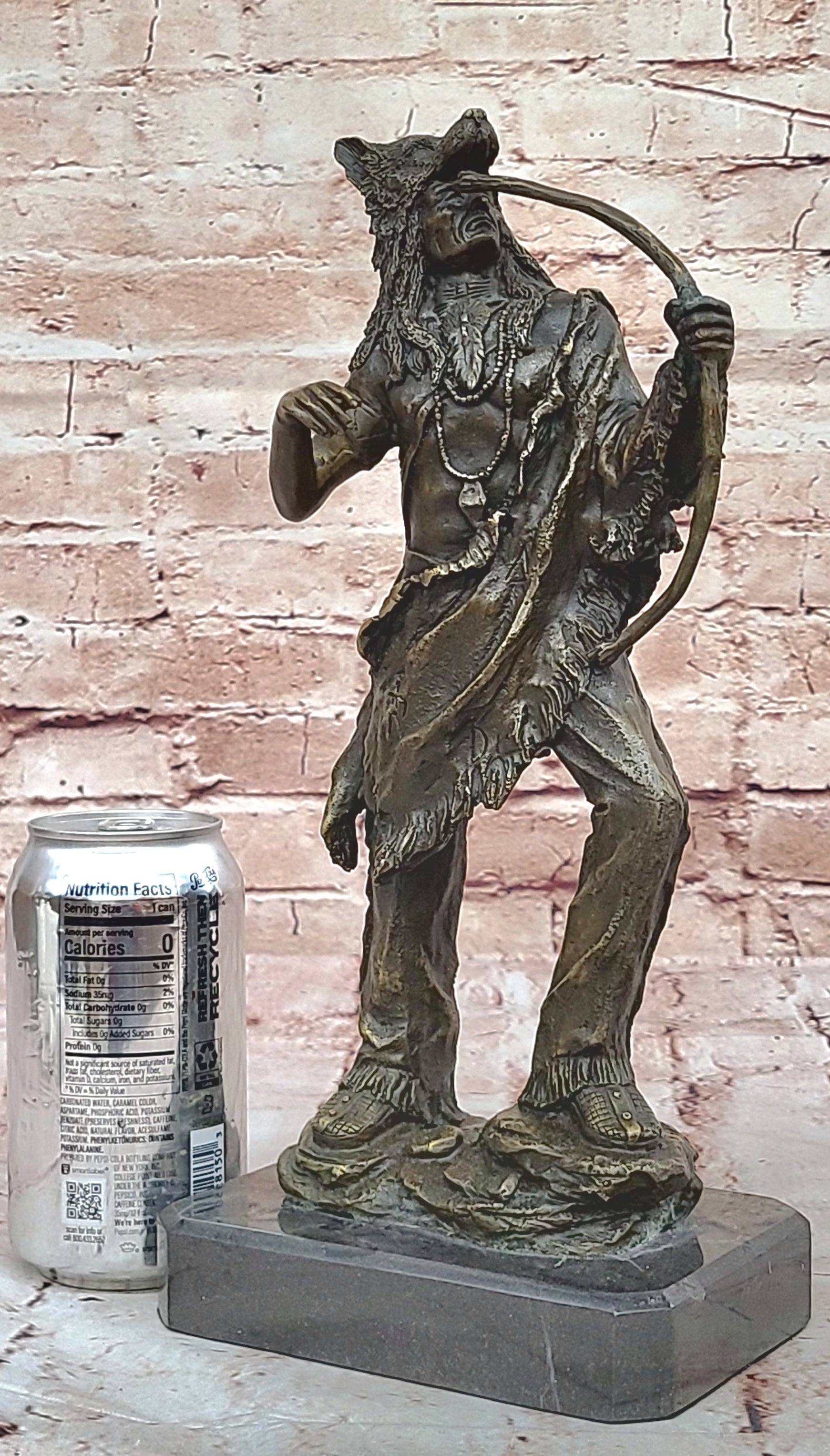 Handcrafted bronze sculpture SALE Dec Base Marble Warrior Chief Indian Cast Hot