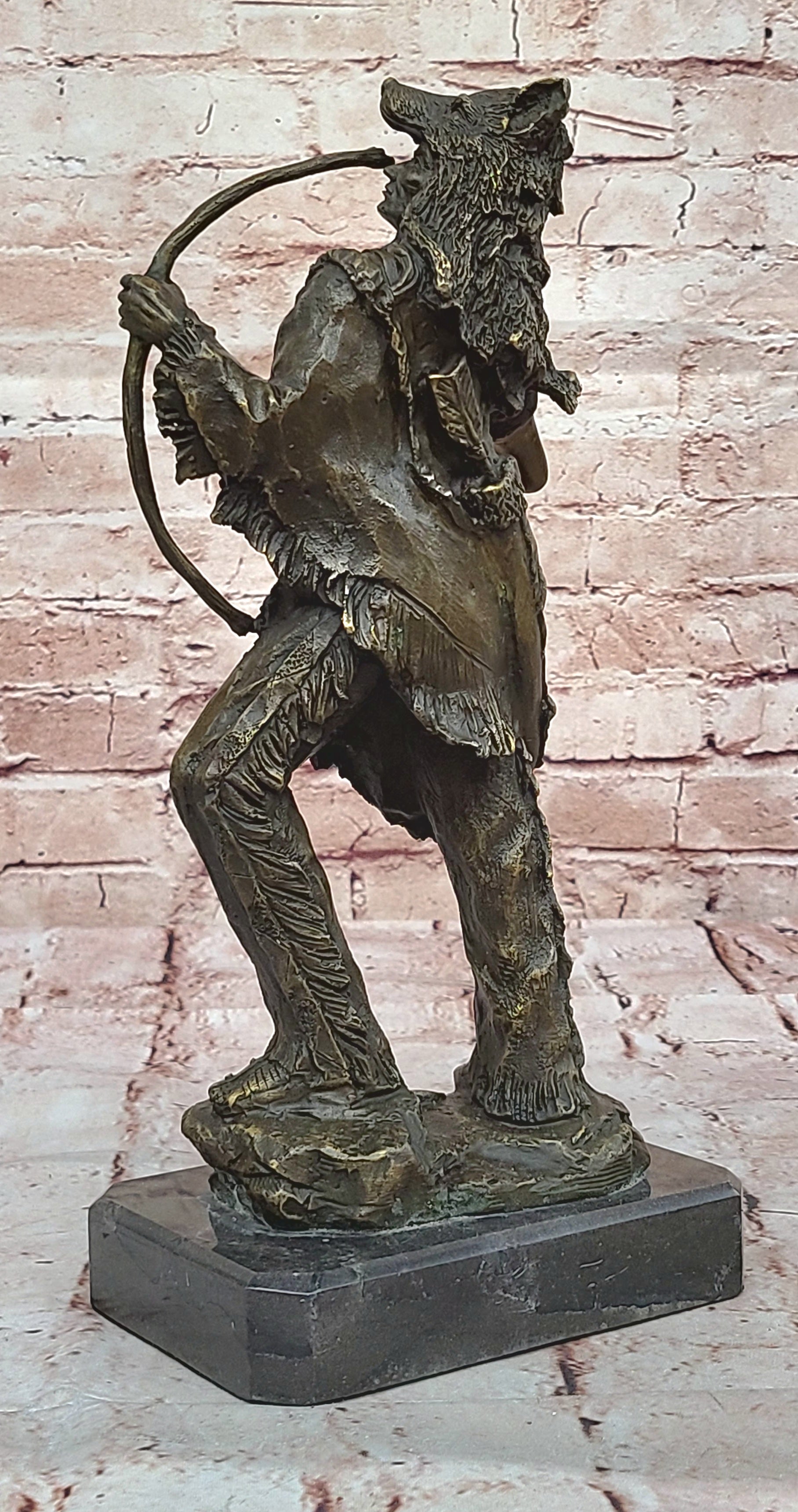 Handcrafted bronze sculpture SALE Dec Base Marble Warrior Chief Indian Cast Hot