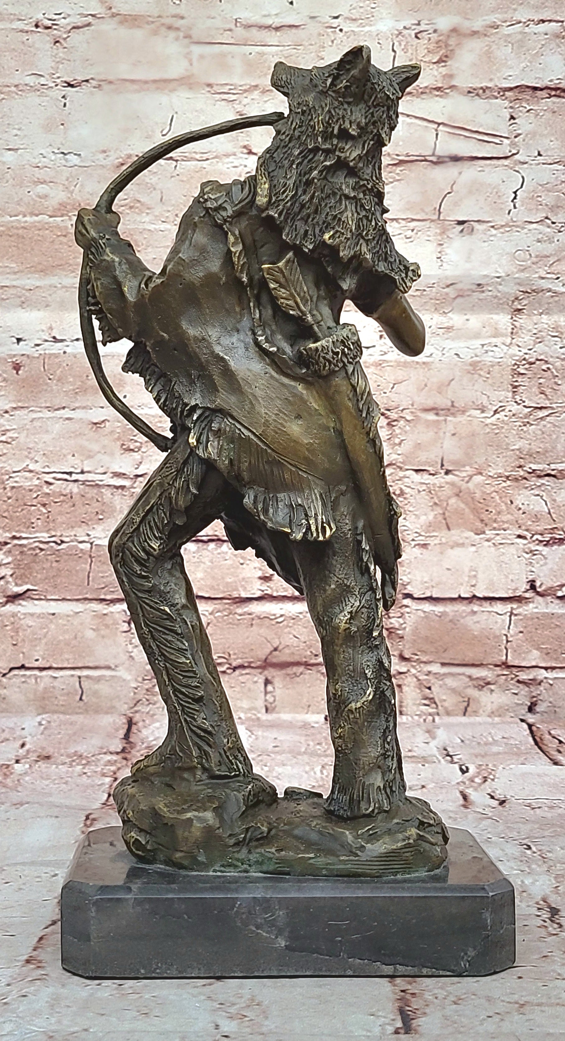 Handcrafted bronze sculpture SALE Dec Base Marble Warrior Chief Indian Cast Hot