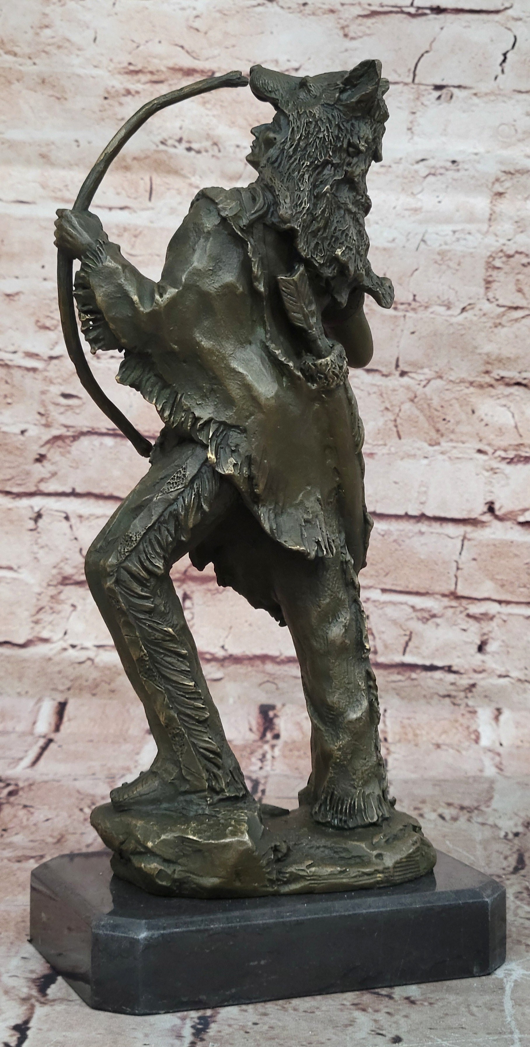 Handcrafted bronze sculpture SALE Dec Base Marble Warrior Chief Indian Cast Hot