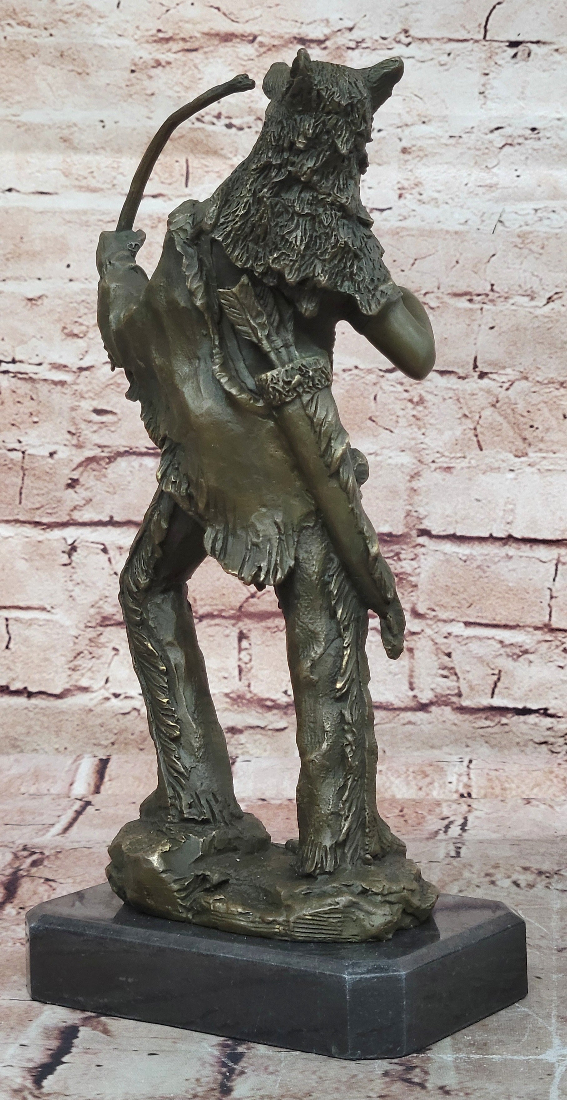 Handcrafted bronze sculpture SALE Dec Base Marble Warrior Chief Indian Cast Hot