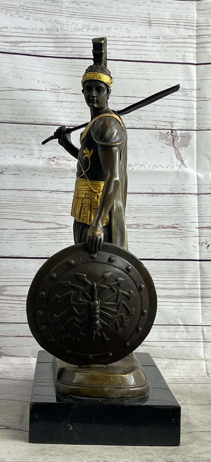 Lost Wax Method Detailed Handcrafted Roman/Greek Warrior Genuine Bronze Statue