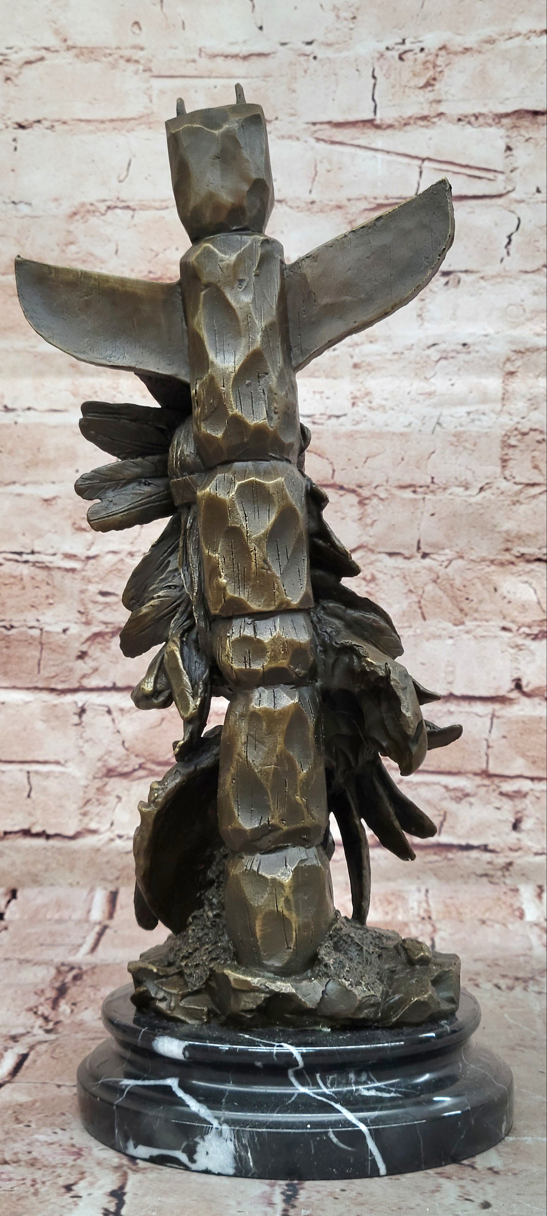 Handcrafted bronze sculpture SALE Tote With Warrior Indian Fisher Original Sign