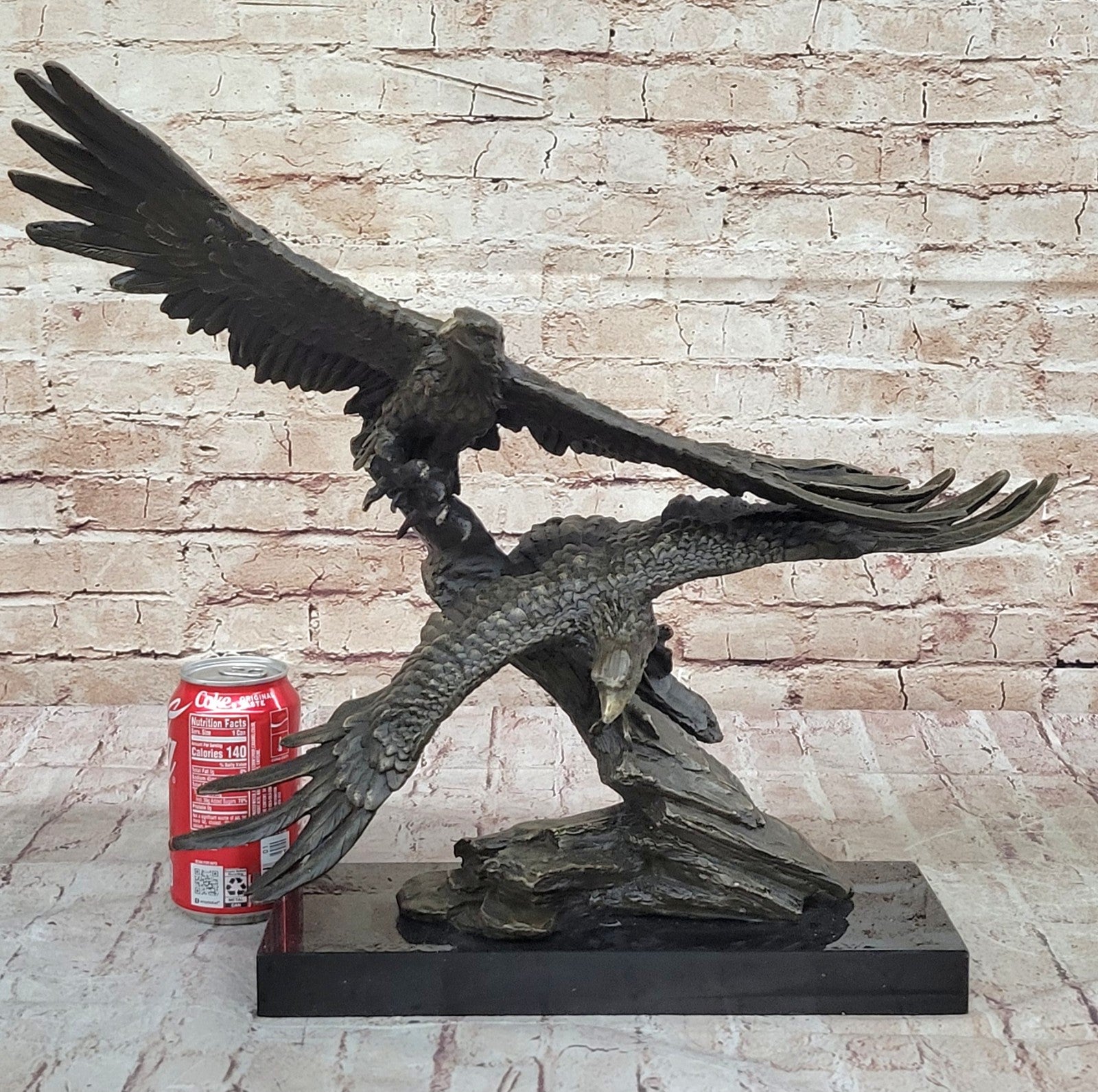 EAGLE & American Symbol Bronze Sculpture Statue Desk Mantle Display USA 19" SALE
