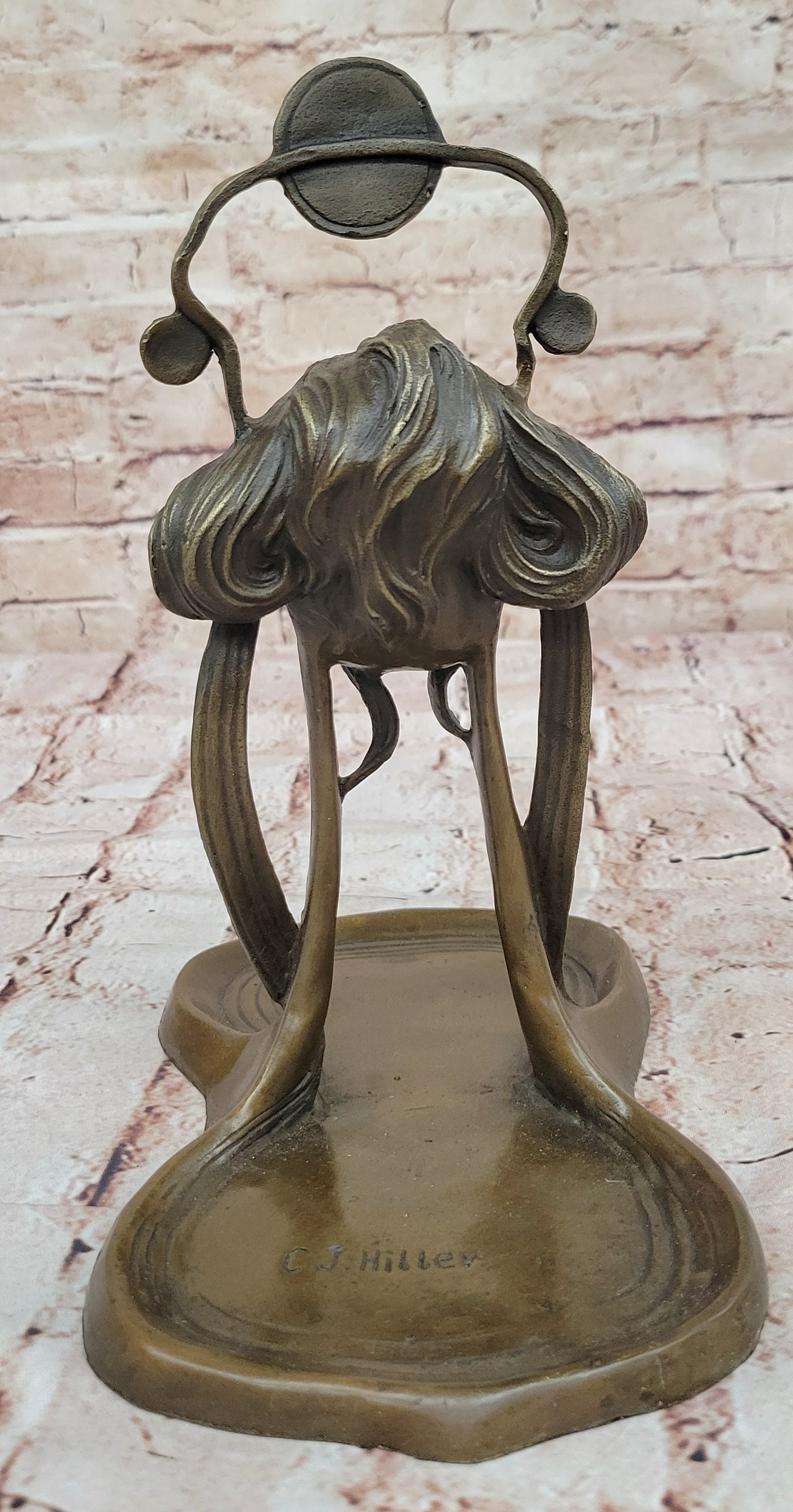 Art Nouveau Deco Jewelry Tray Soap Business Card Sensuous Sun Lady Bronze Gift