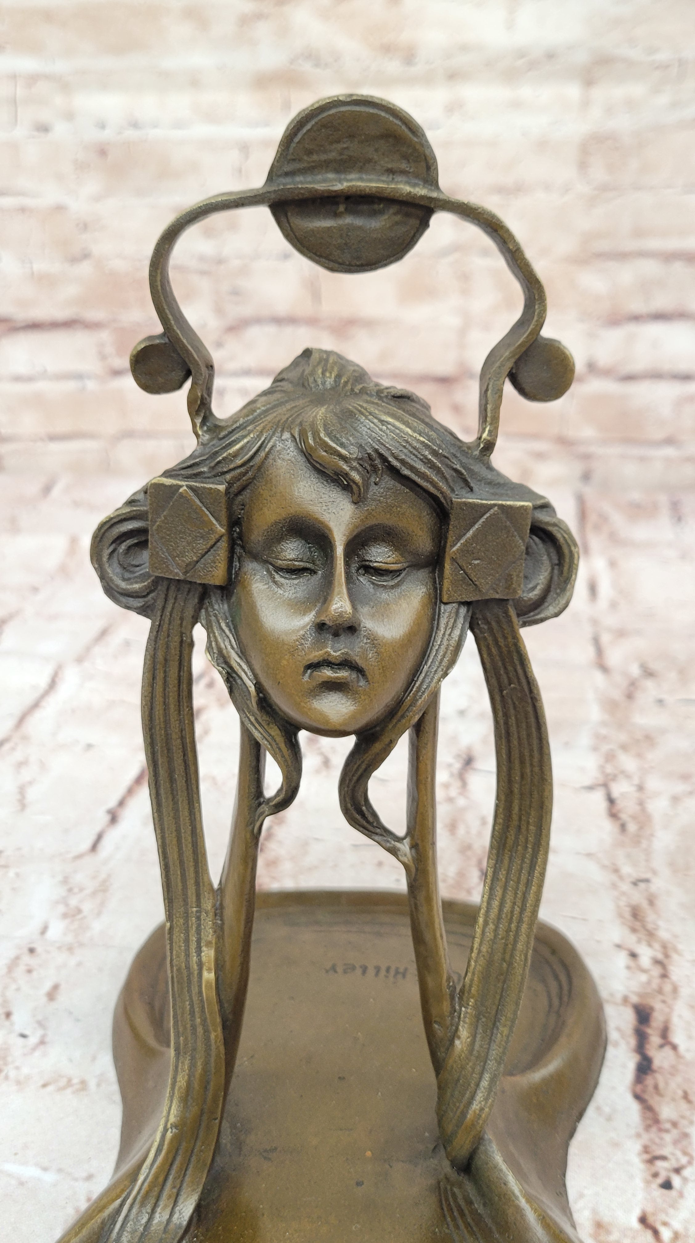 Art Nouveau Deco Jewelry Tray Soap Business Card Sensuous Sun Lady Bronze Gift