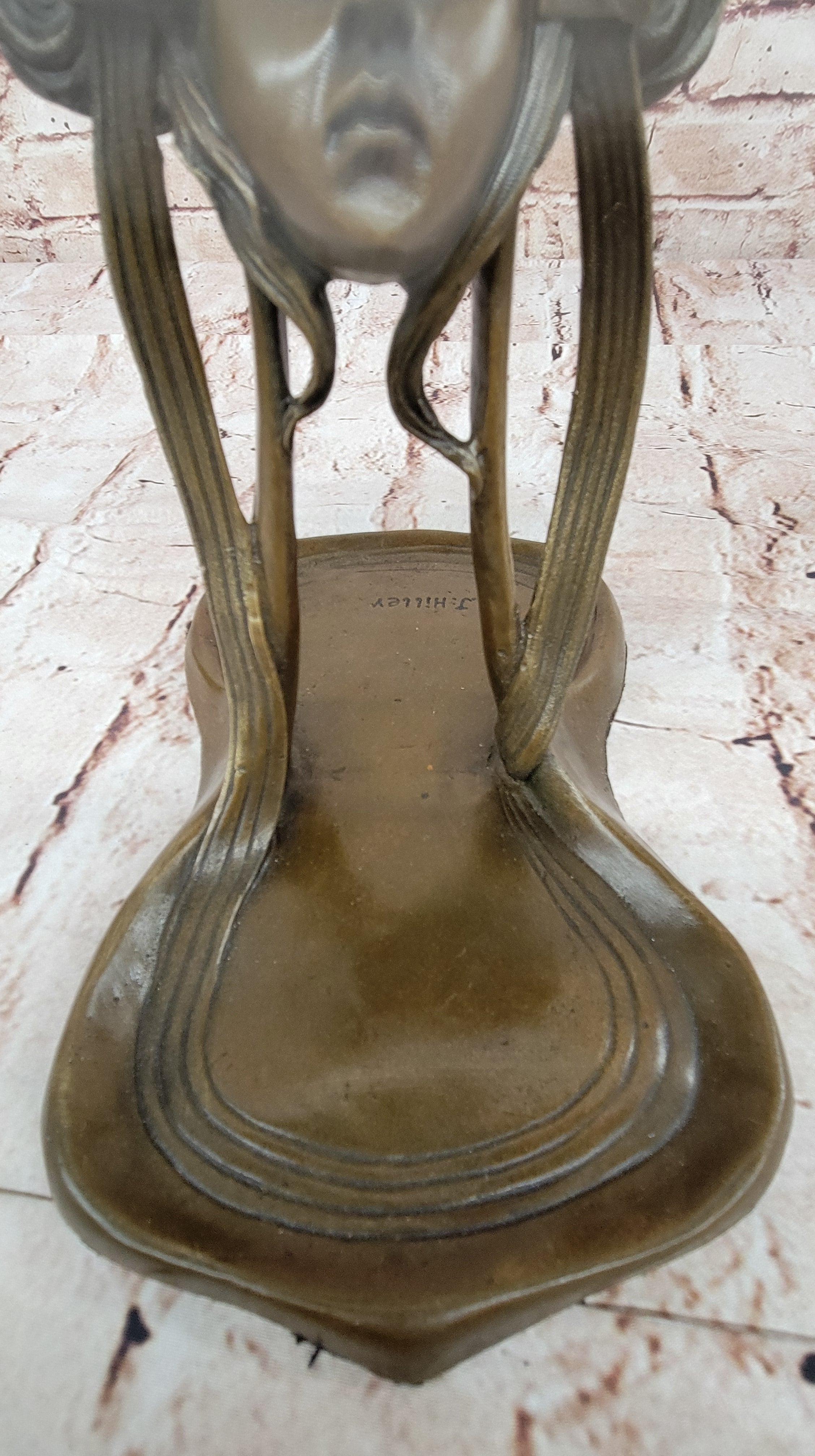 Art Nouveau Deco Jewelry Tray Soap Business Card Sensuous Sun Lady Bronze Gift