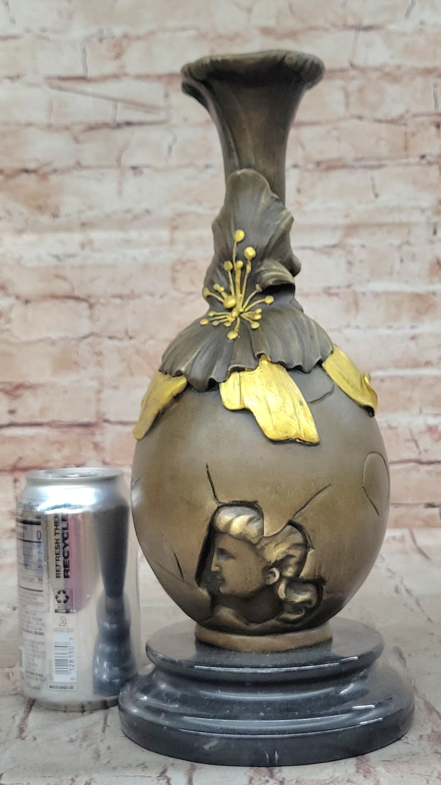 Gilt Bronze Gorgeous Woman Sculpture Vase Perfect Christmas Gift Xmas Statue
