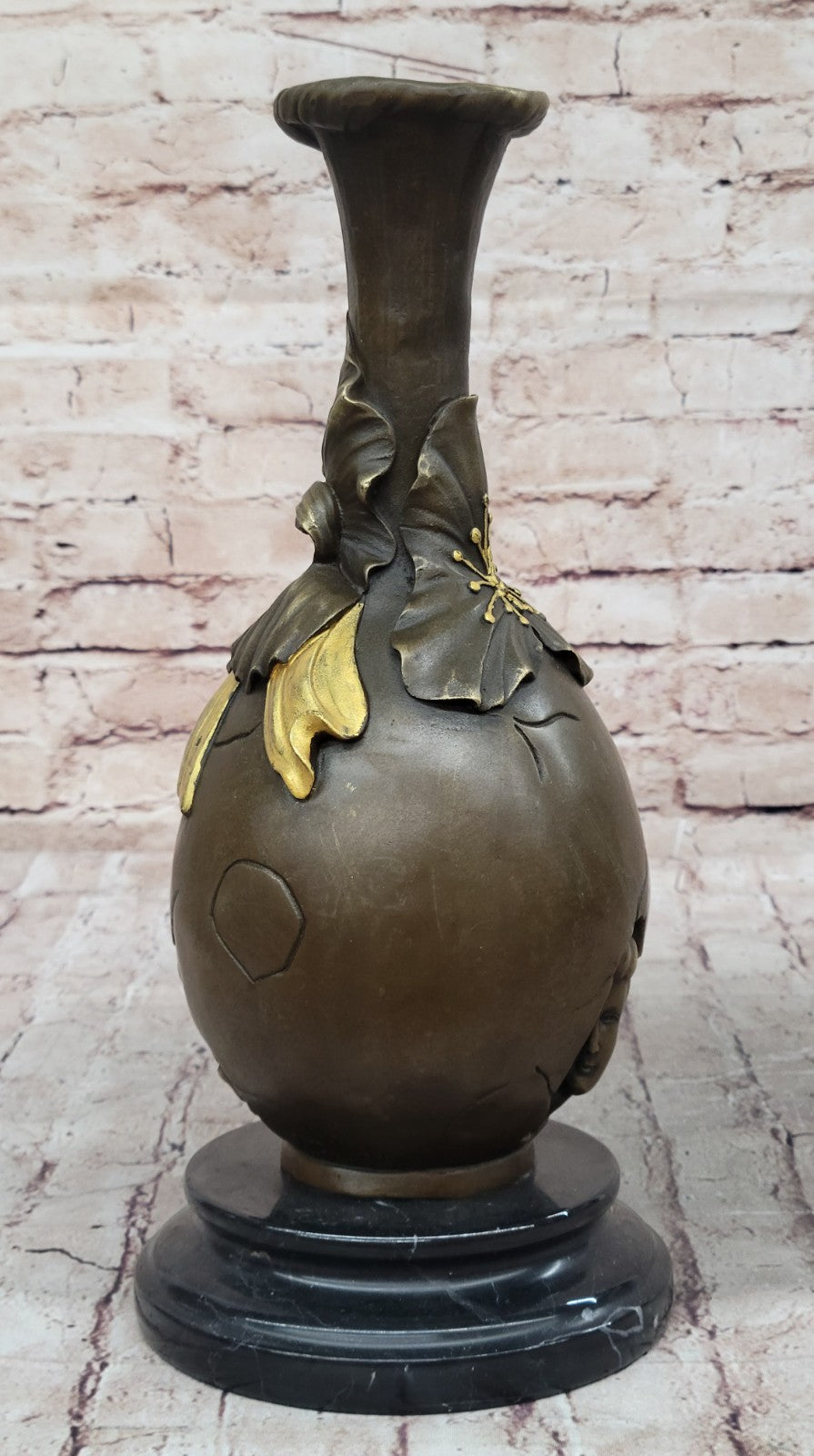 Gilt Bronze Gorgeous Woman Sculpture Vase Perfect Christmas Gift Xmas Statue