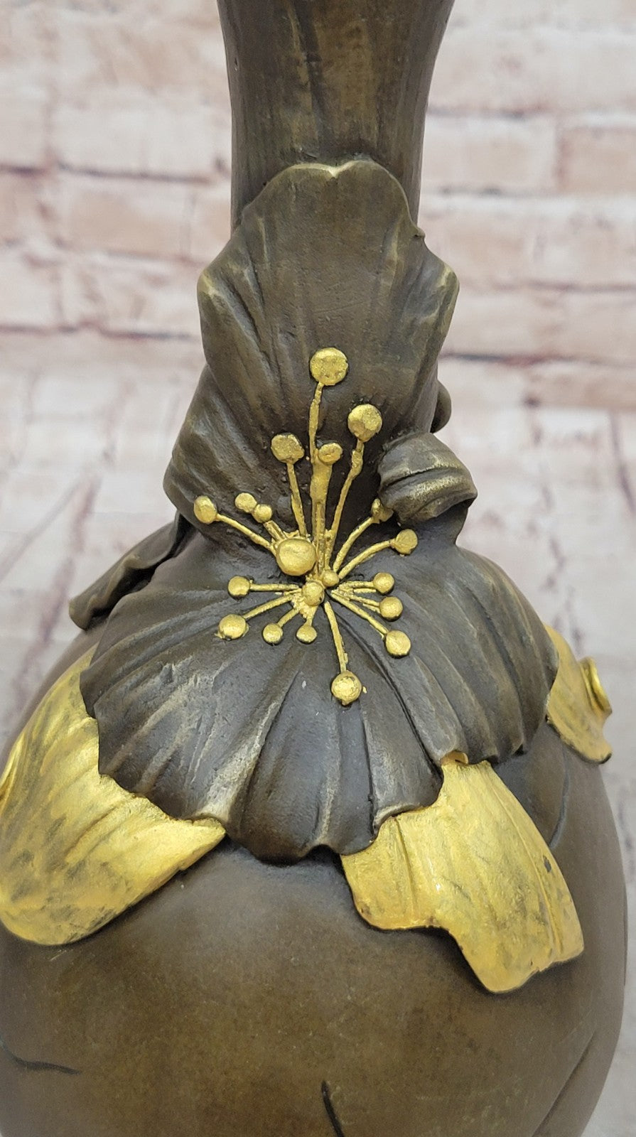 Gilt Bronze Gorgeous Woman Sculpture Vase Perfect Christmas Gift Xmas Statue