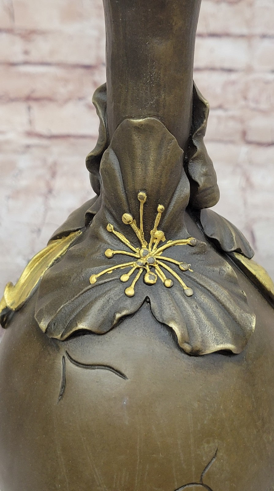 Gilt Bronze Gorgeous Woman Sculpture Vase Perfect Christmas Gift Xmas Statue