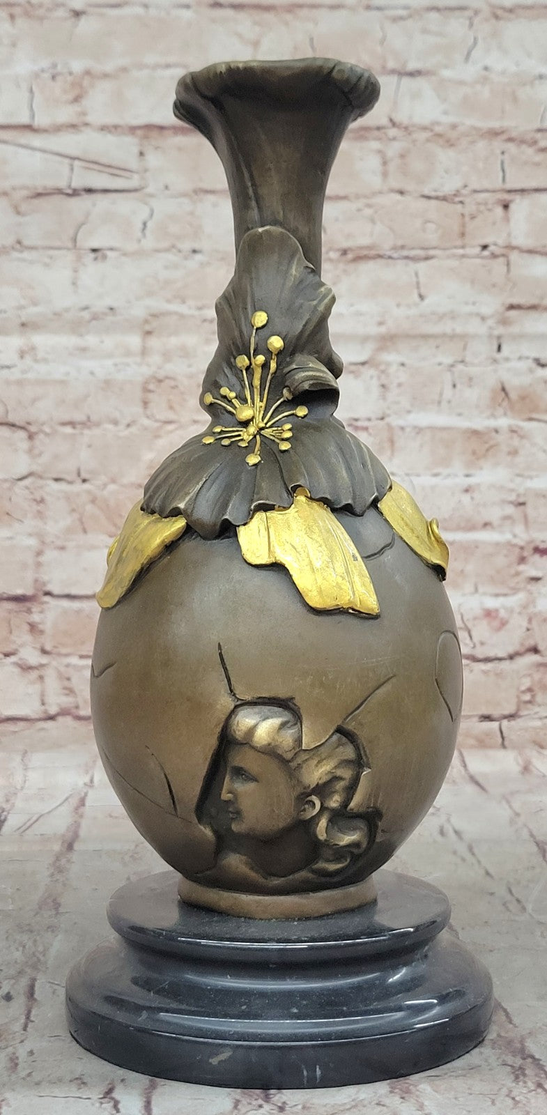 Gilt Bronze Gorgeous Woman Sculpture Vase Perfect Christmas Gift Xmas Statue