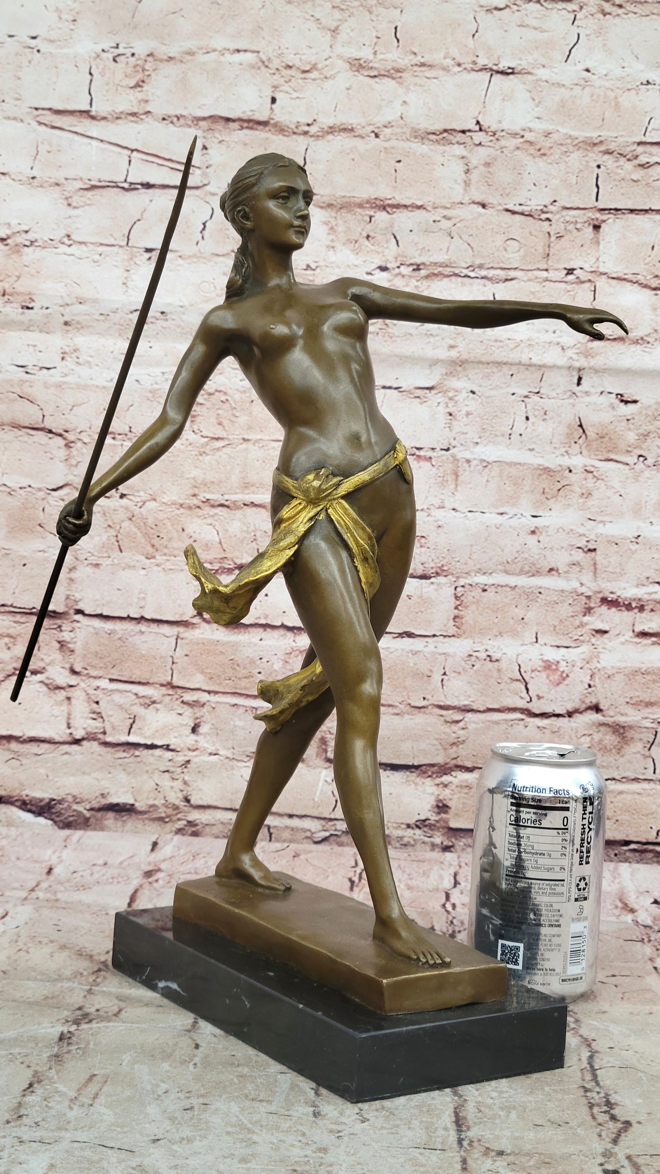 Bronze Statue of Diana Huntress Nude Woman Mythical Figurine Home Office Decor
