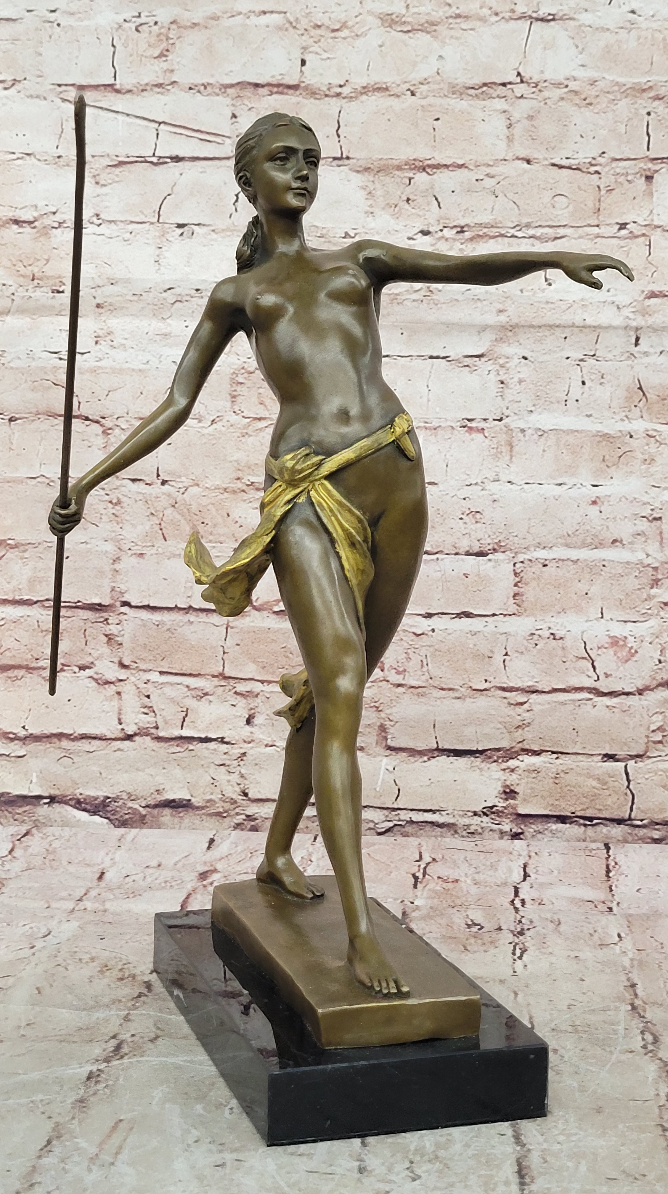 Bronze Statue of Diana Huntress Nude Woman Mythical Figurine Home Office Decor
