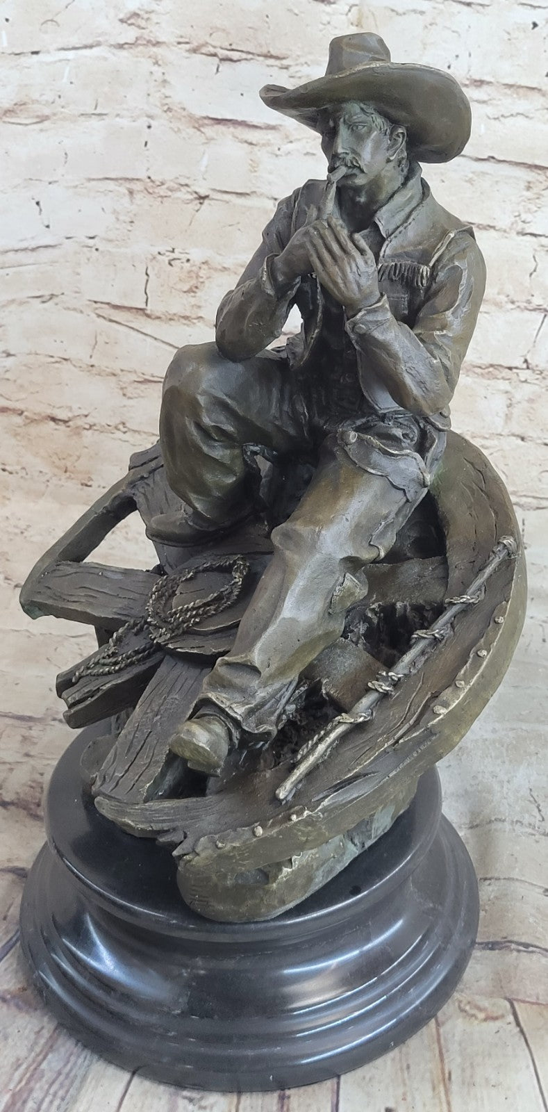 Handcrafted bronze sculpture SALE Western Cowboy Lonely Original Large Decor