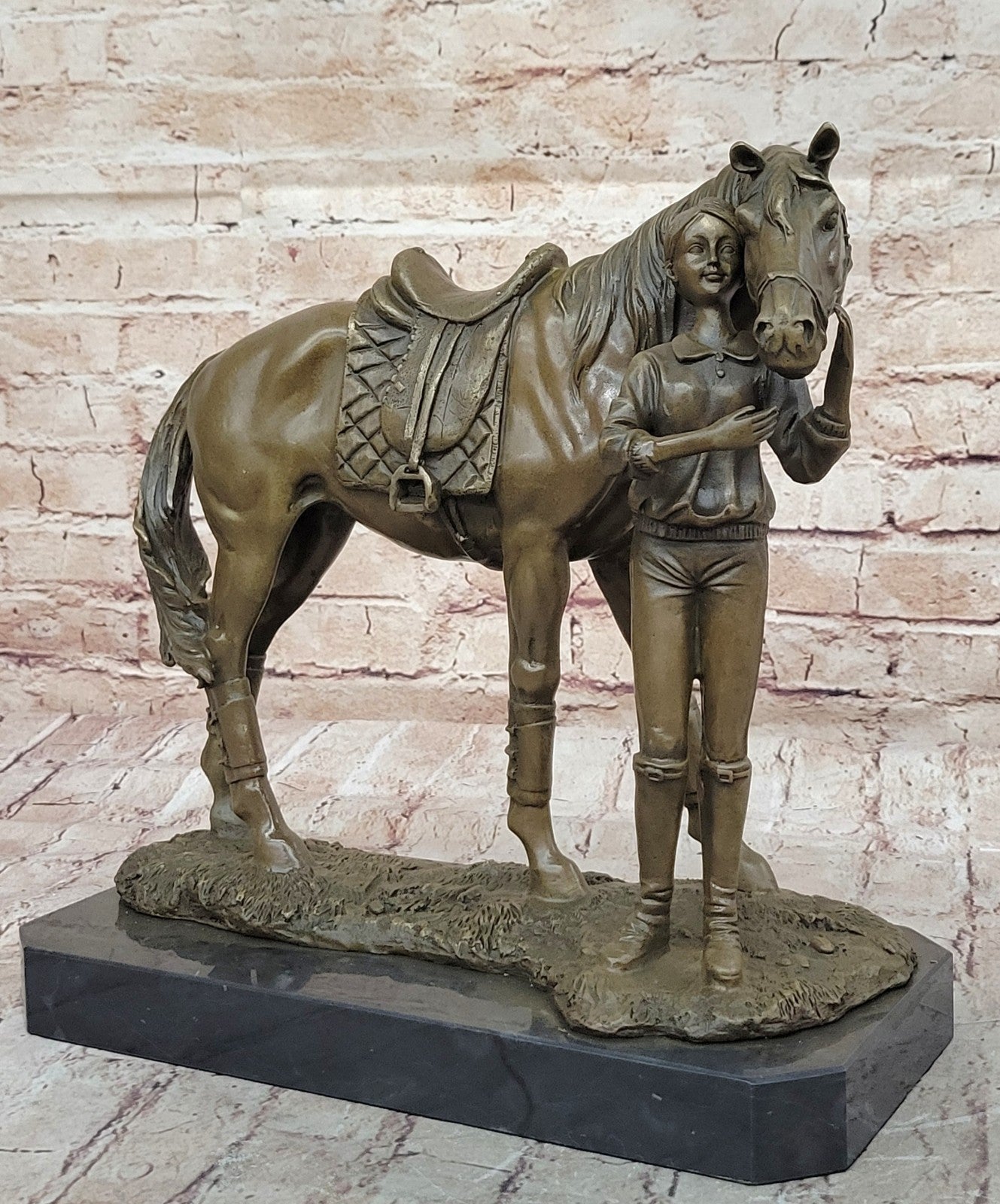 Original Fisher Signed LE GRAND JOCKEY BRONZE SCULPTURE Race Horse Rider