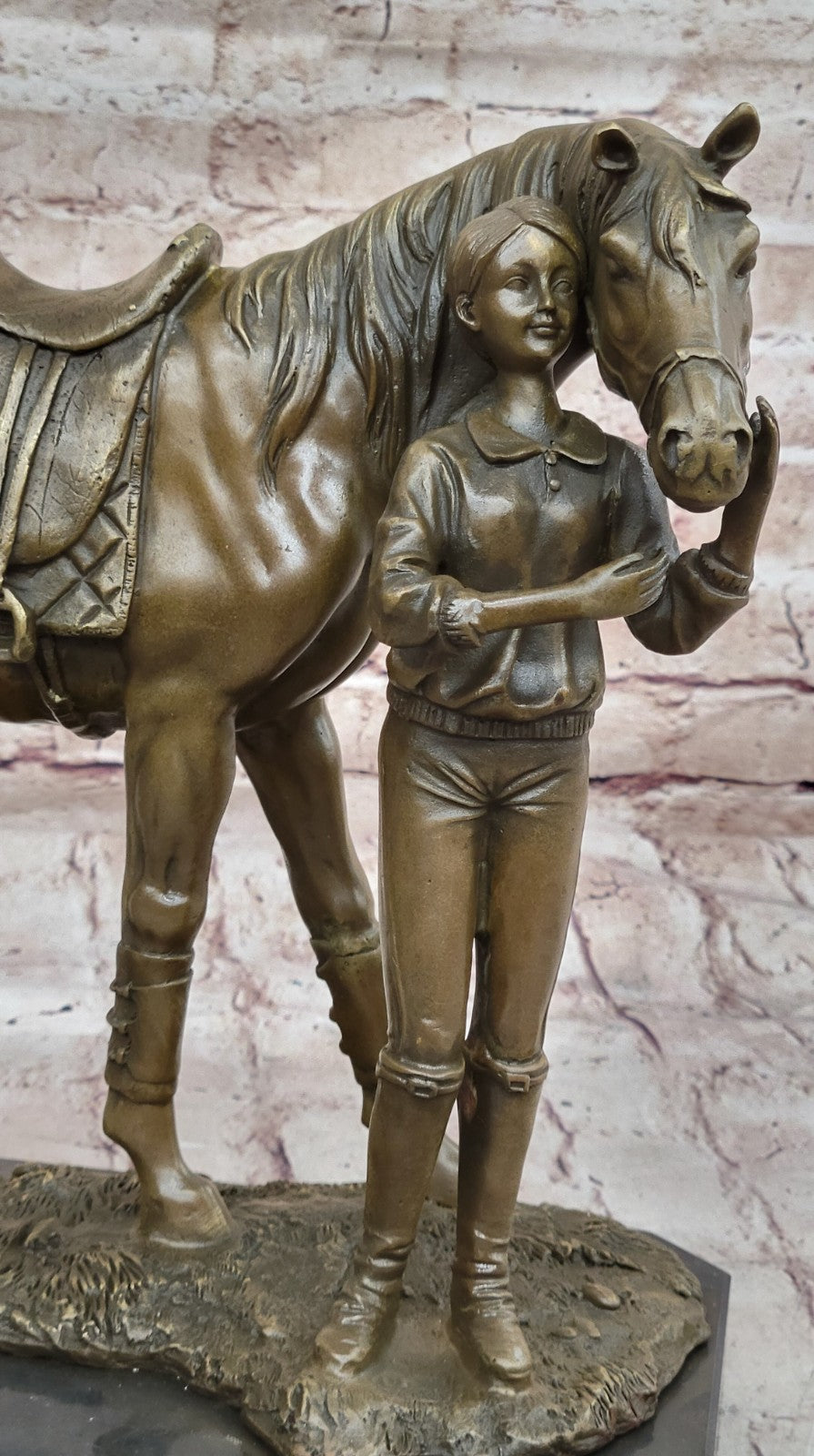 Original Fisher Signed LE GRAND JOCKEY BRONZE SCULPTURE Race Horse Rider