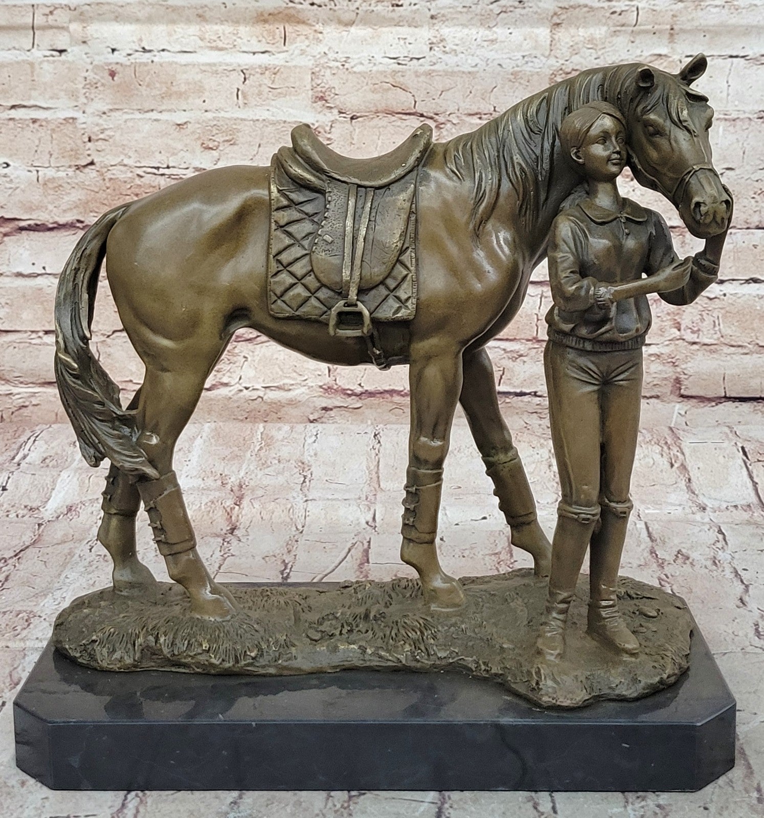 Original Fisher Signed LE GRAND JOCKEY BRONZE SCULPTURE Race Horse Rider