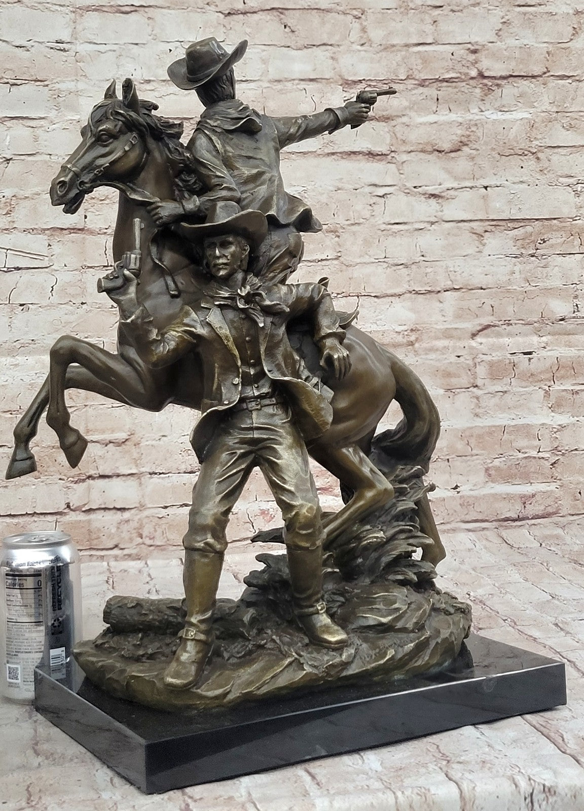 Two Cowboys Bronze Sculpture Signed By Frederick Remington Gorgeous!