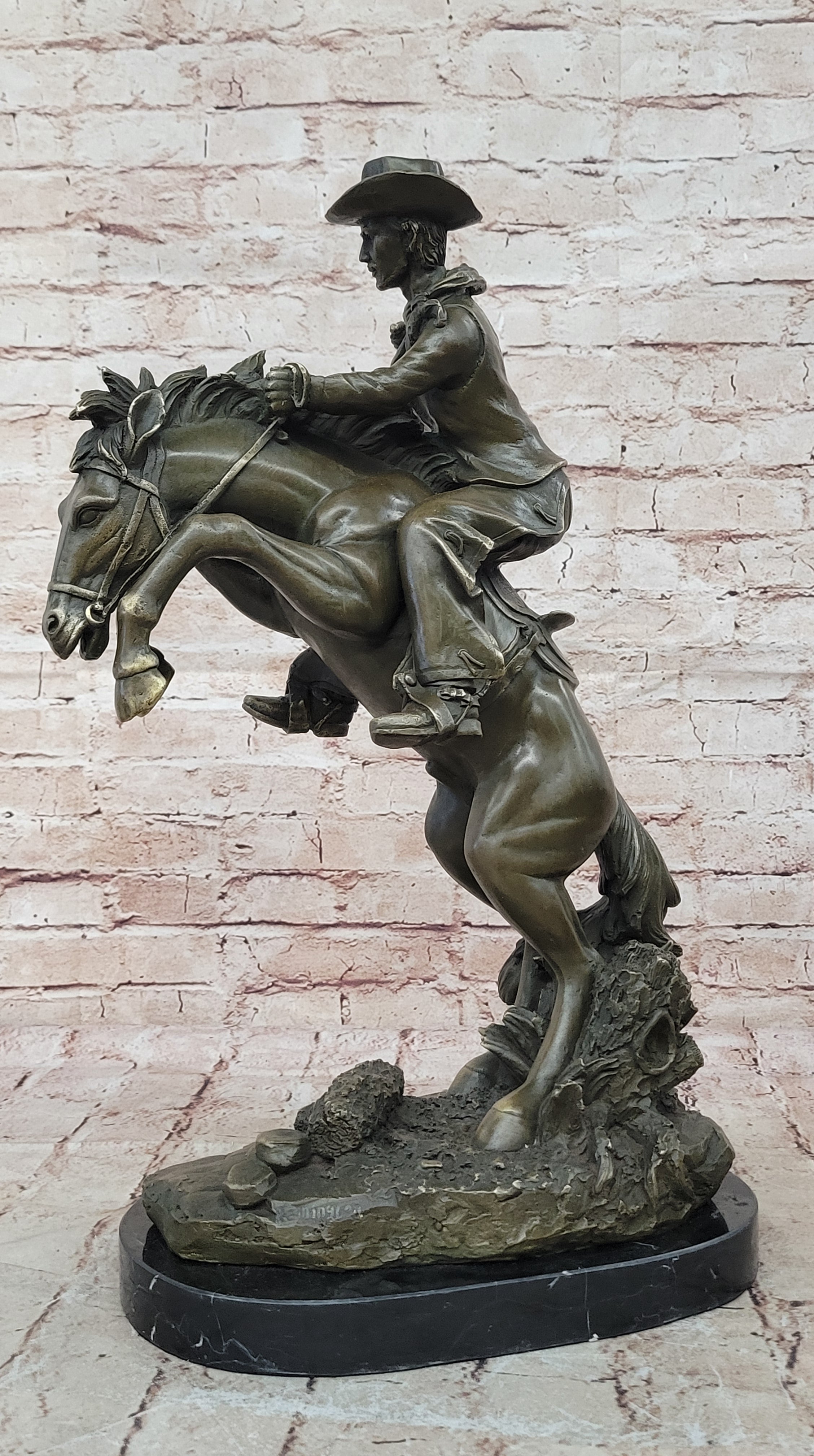 Vintage Classic Frederic Remington "BRONCO BUSTER" 18" BRONZE SCULPTURE Figurine