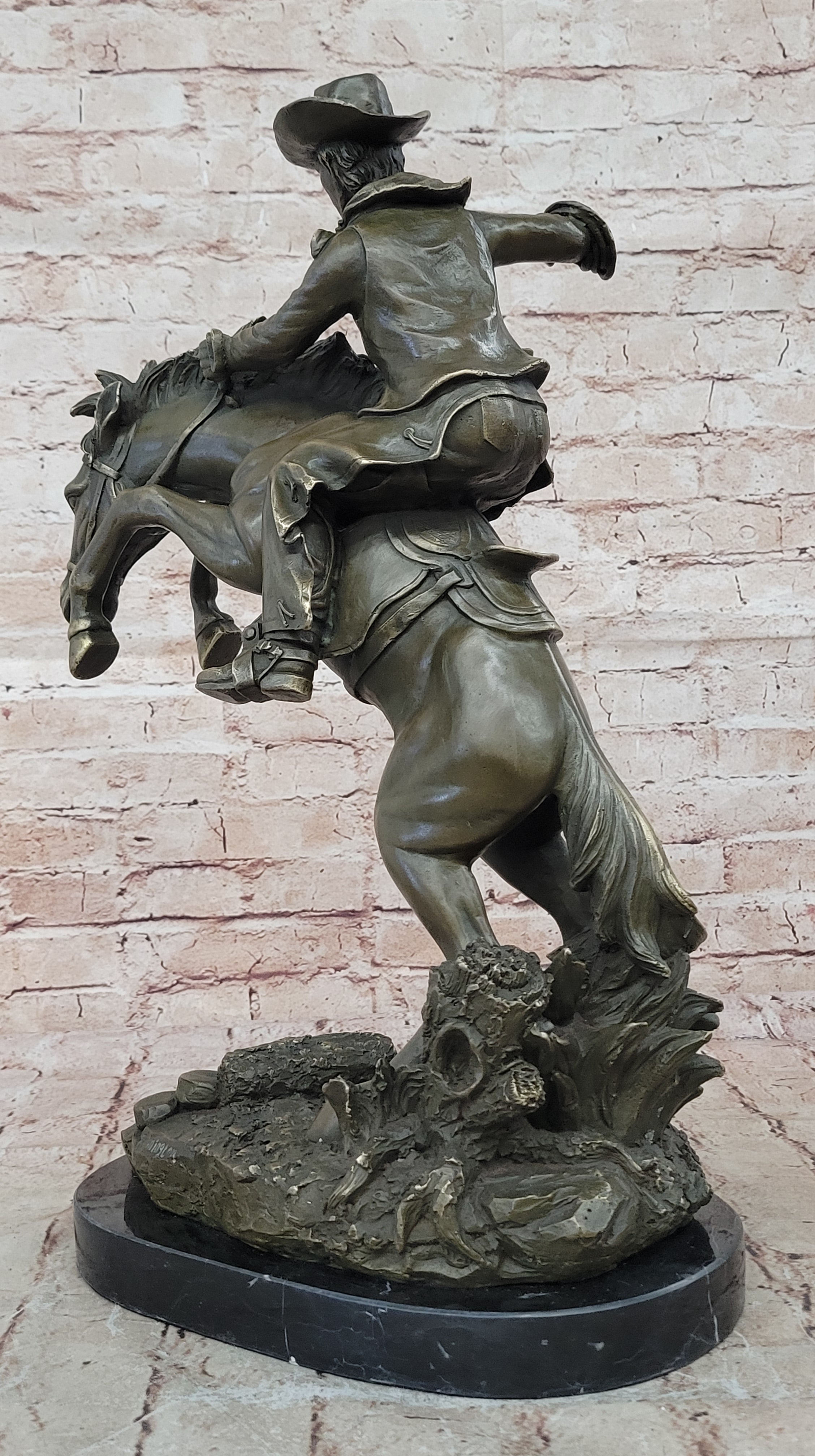 Vintage Classic Frederic Remington "BRONCO BUSTER" 18" BRONZE SCULPTURE Figurine