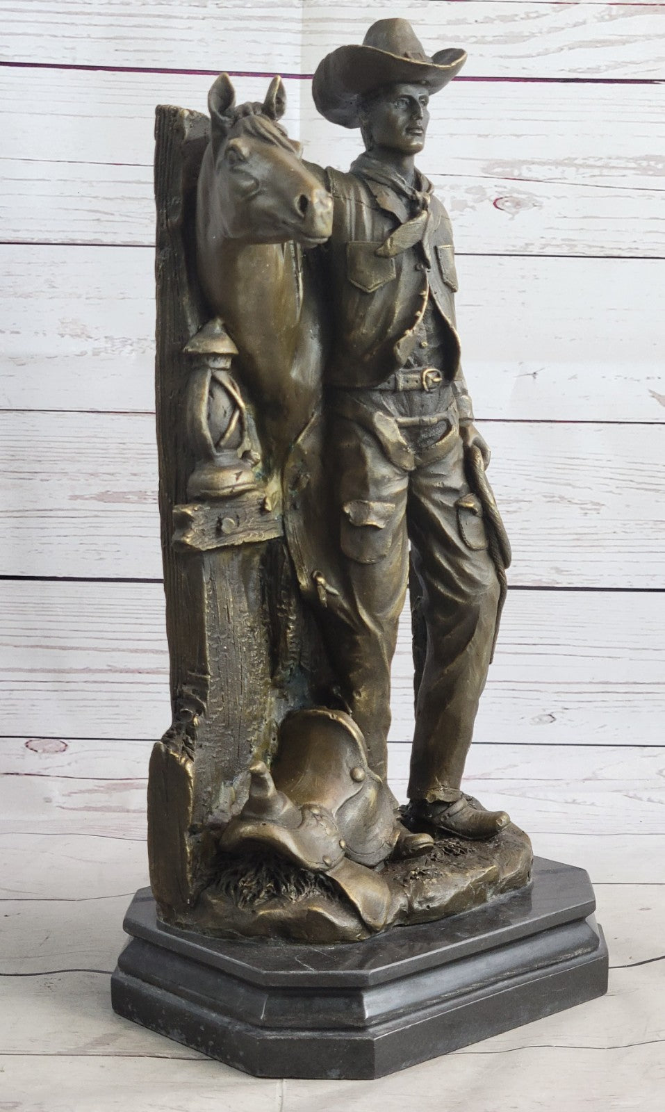 Handcrafted bronze sculpture SALE Art Western Horse Cowboy Original Signed