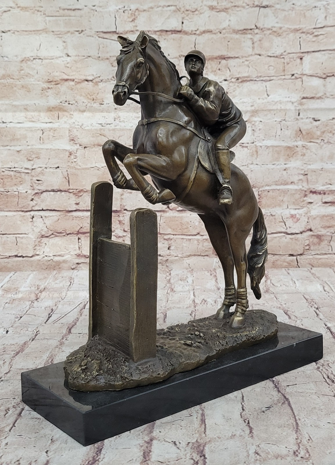 Vintage Signed Jockey Horse Racing Bronze Sculpture Gift Statue Figure Figurine