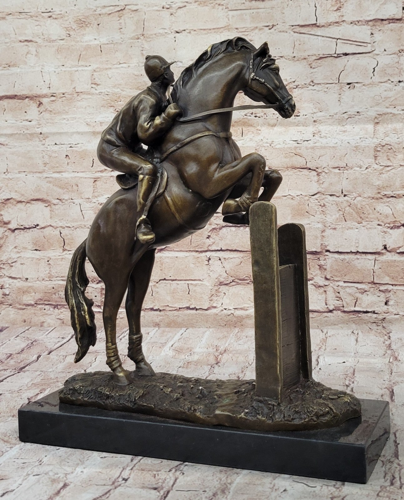 Vintage Signed Jockey Horse Racing Bronze Sculpture Gift Statue Figure Figurine
