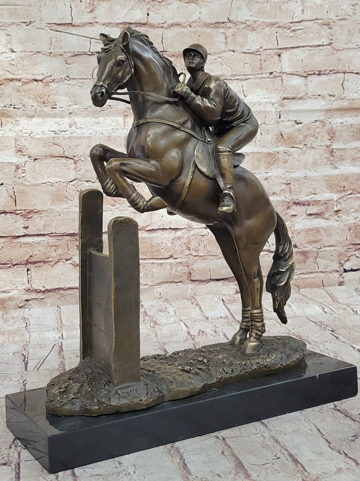Vintage Signed Jockey Horse Racing Bronze Sculpture Gift Statue Figure Figurine