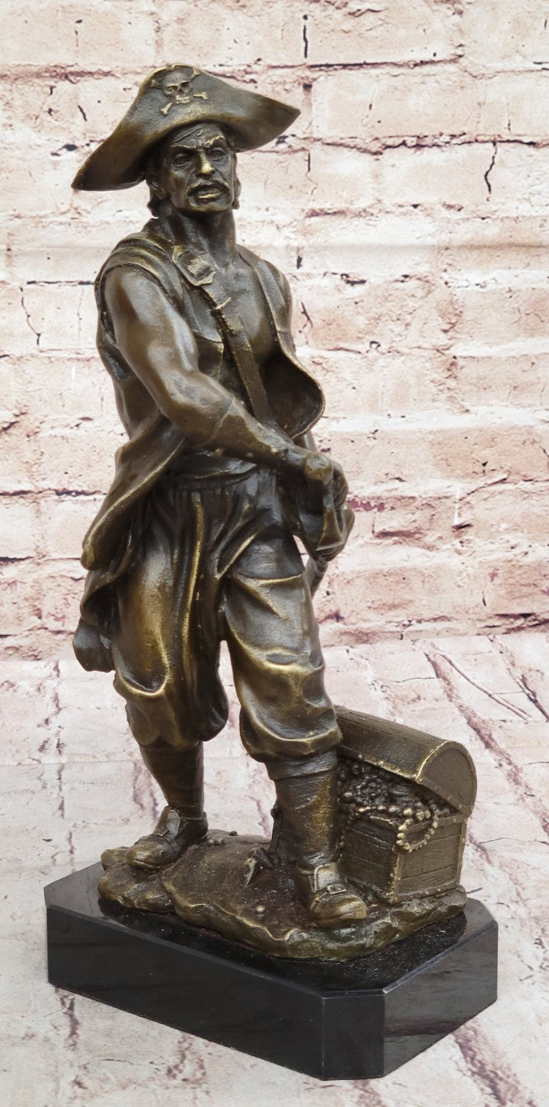 Signd Original Kamiko Ship Pirate Home Restaurant Casino Decor Bronze Sculpture