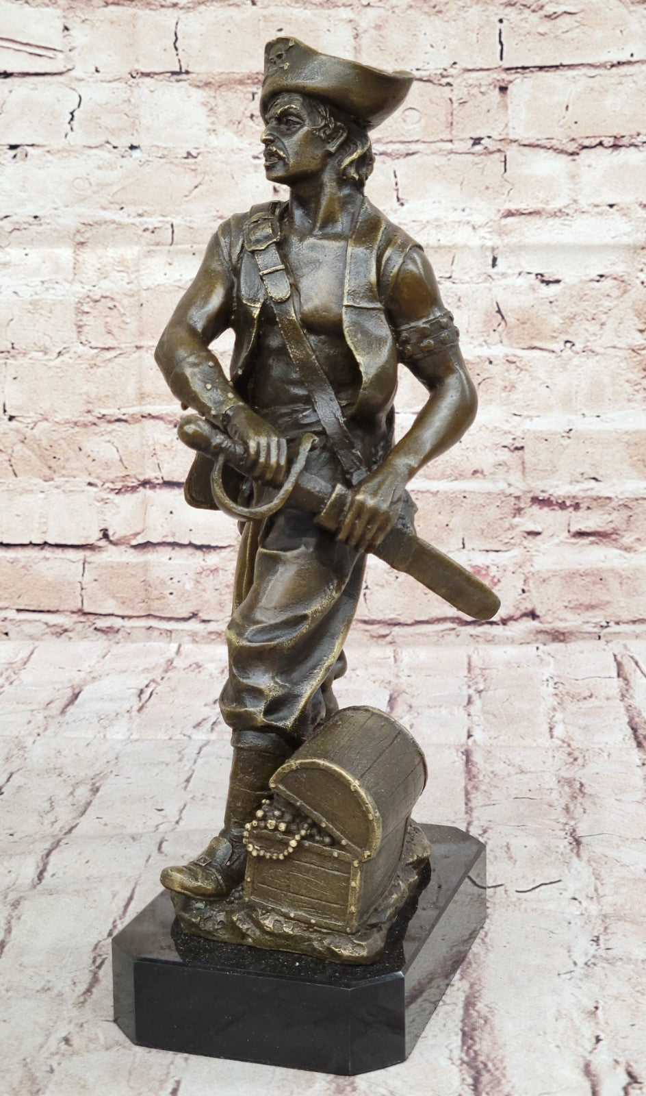 Signd Original Kamiko Ship Pirate Home Restaurant Casino Decor Bronze Sculpture