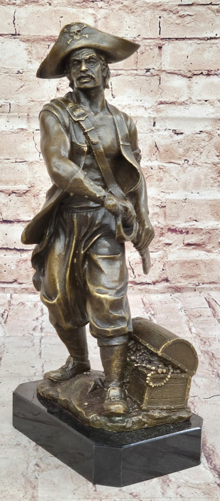 Signd Original Kamiko Ship Pirate Home Restaurant Casino Decor Bronze Sculpture