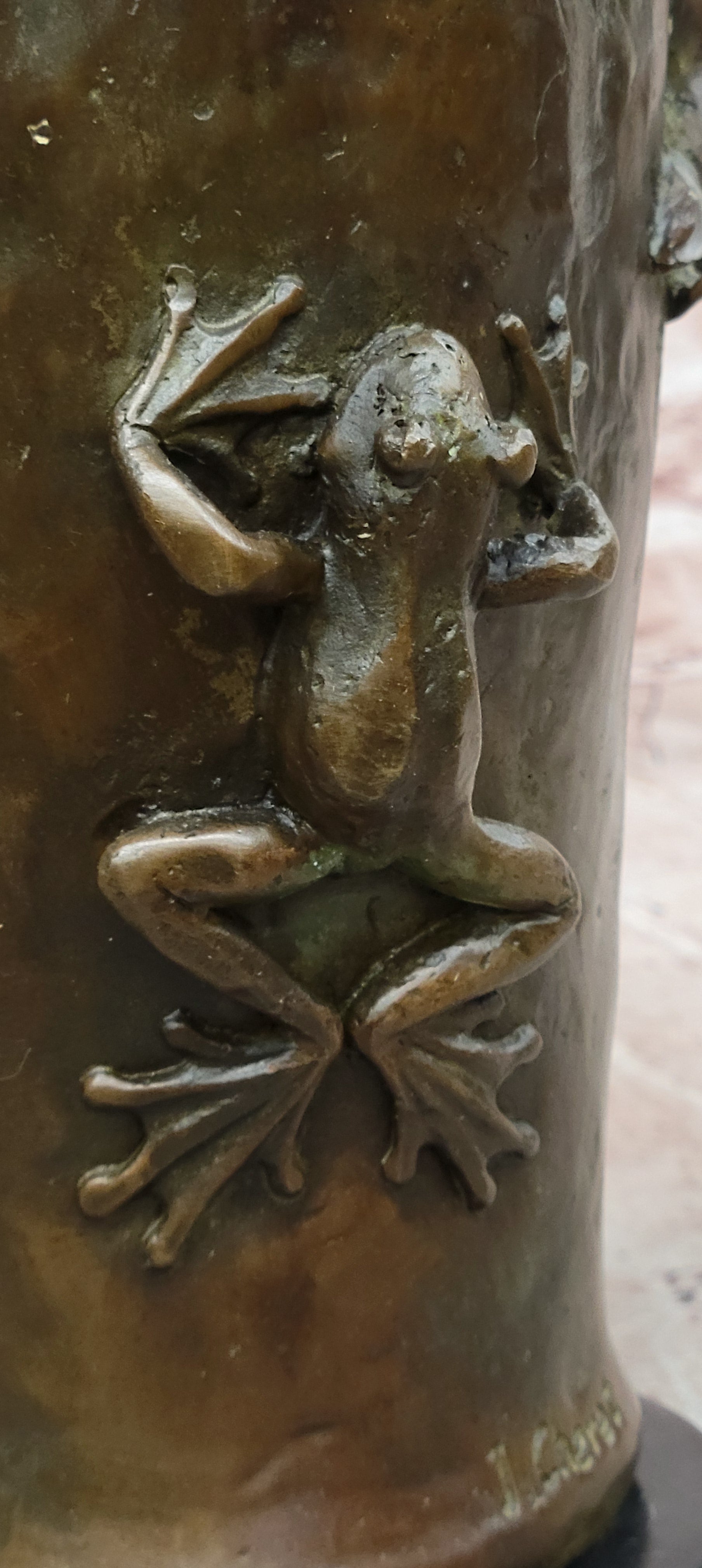 Handcrafted Detailed Museum Quality Baby Boy And Girls Frog Bronze Sculpture