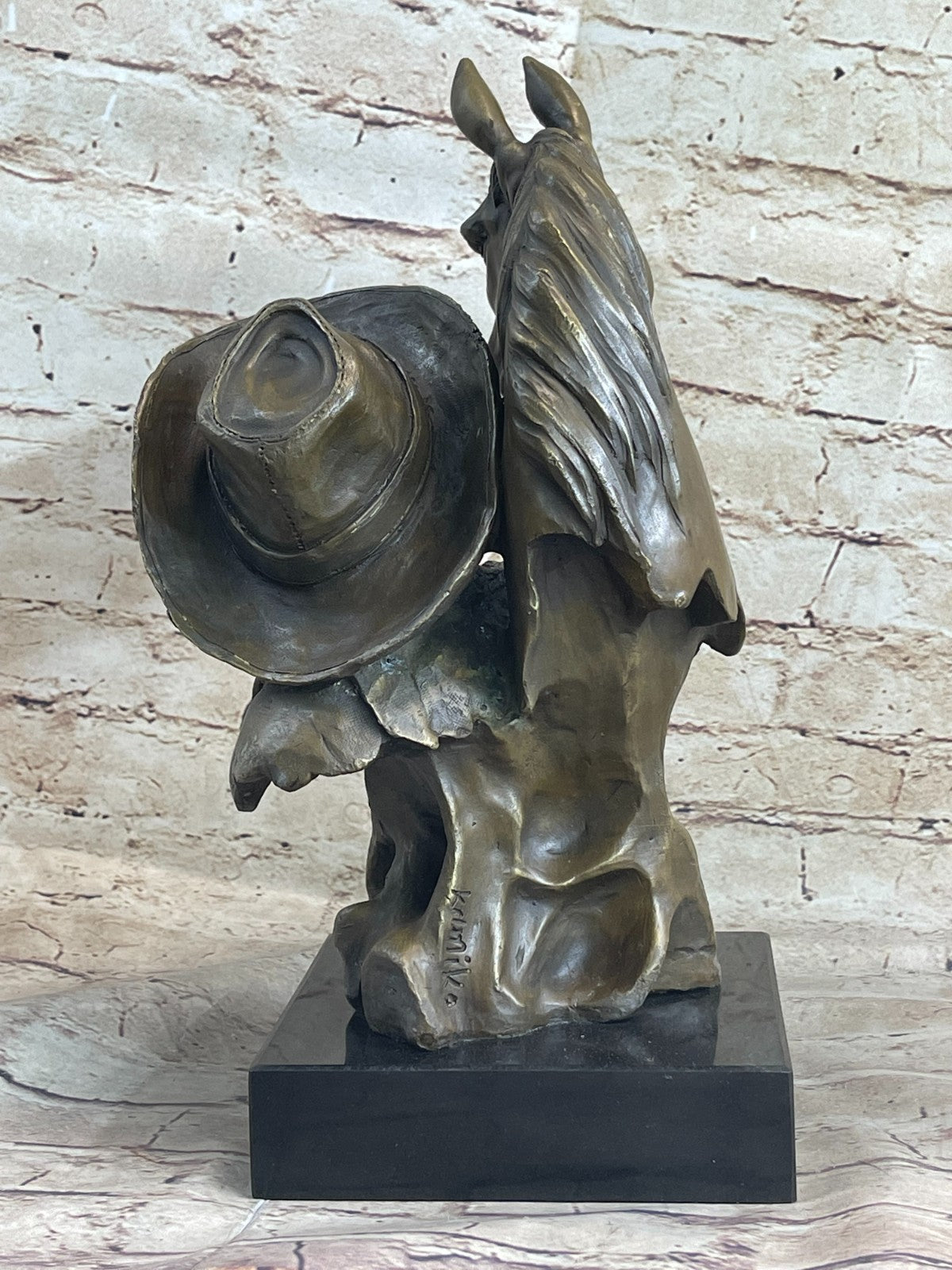 Original 100% Bronze Cowboy Stallion Horse Sculpture Signed Western Artwork