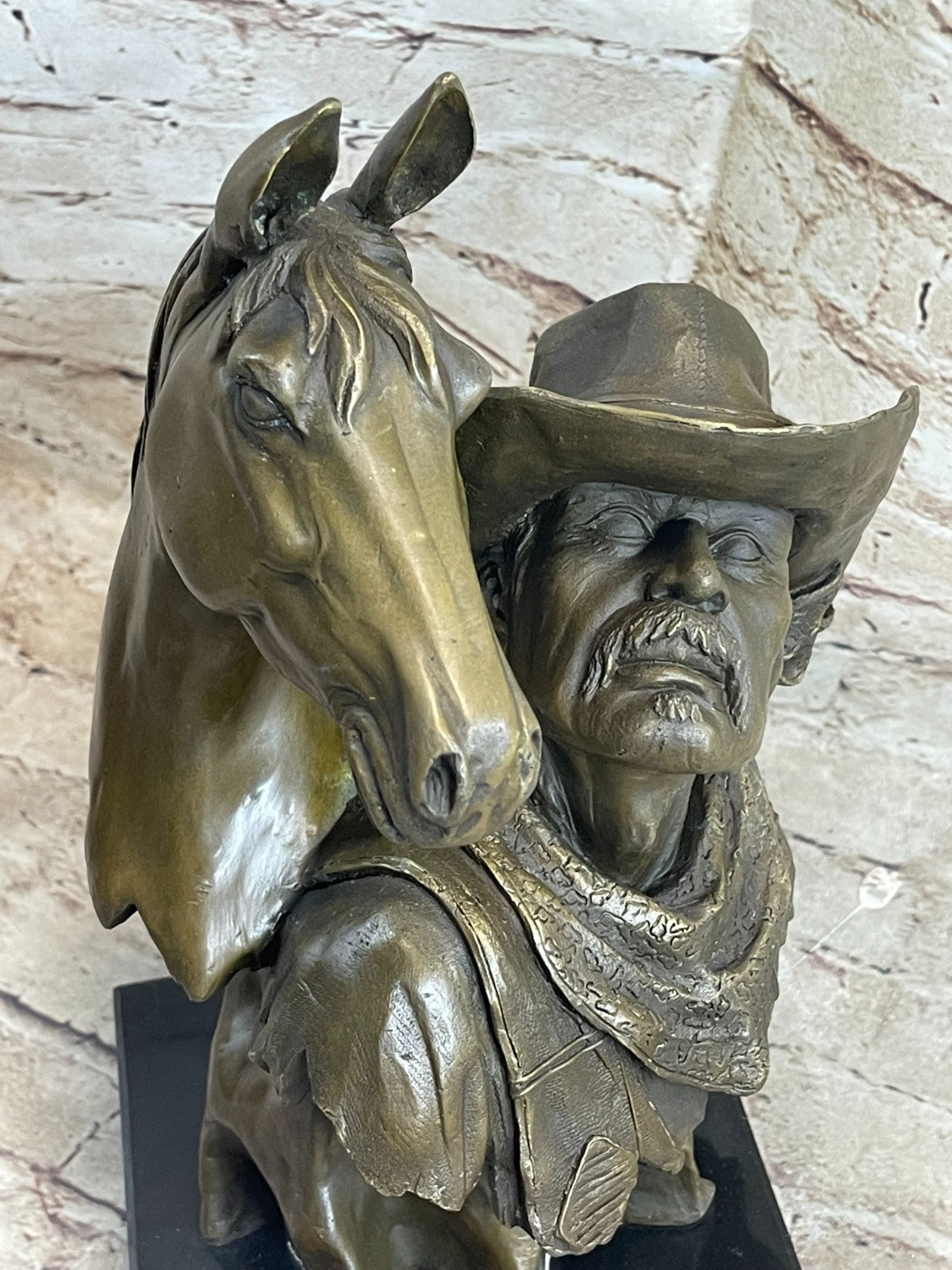 Original 100% Bronze Cowboy Stallion Horse Sculpture Signed Western Artwork