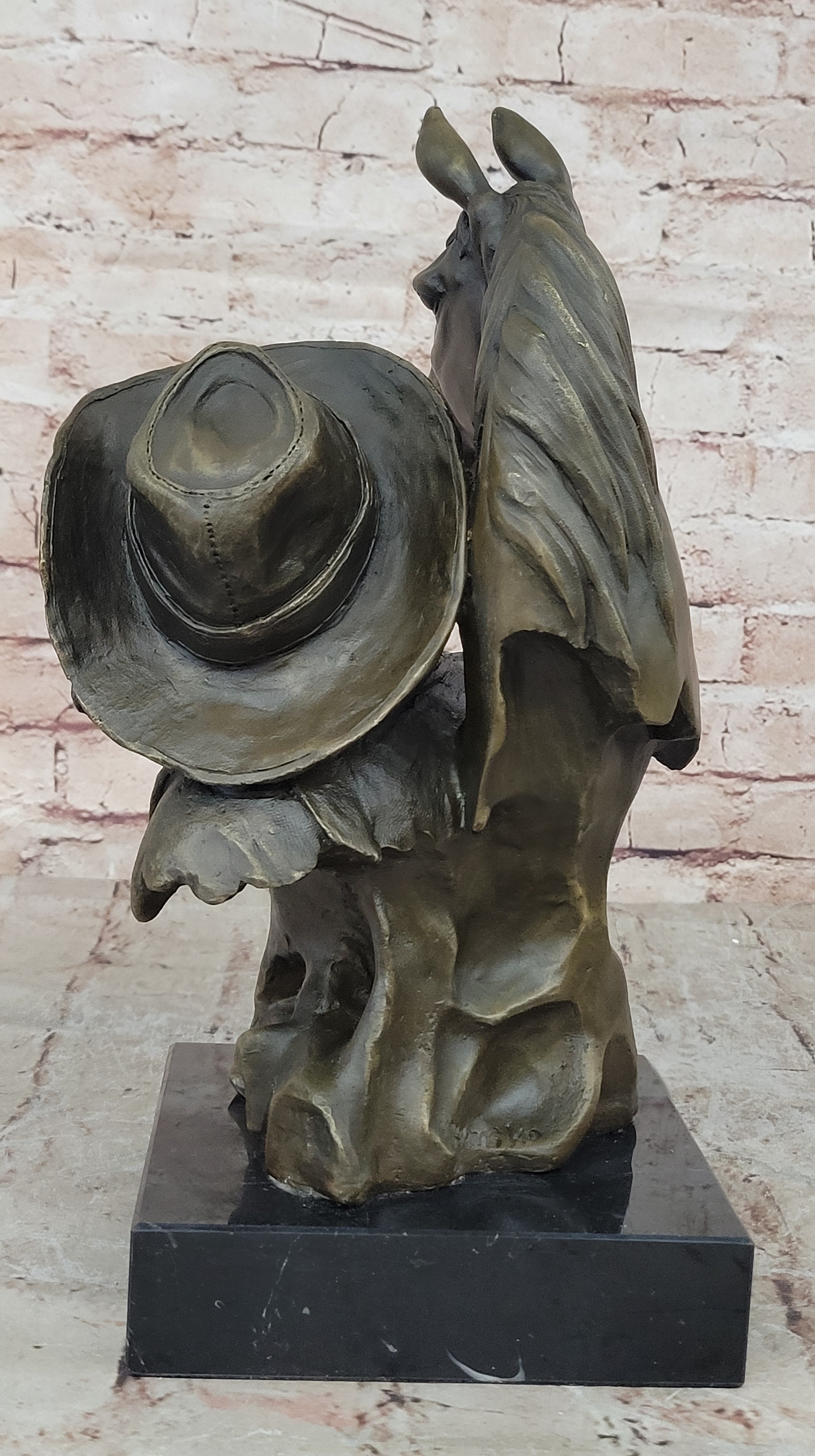 Original 100% Bronze Cowboy Stallion Horse Sculpture Signed Western Artwork