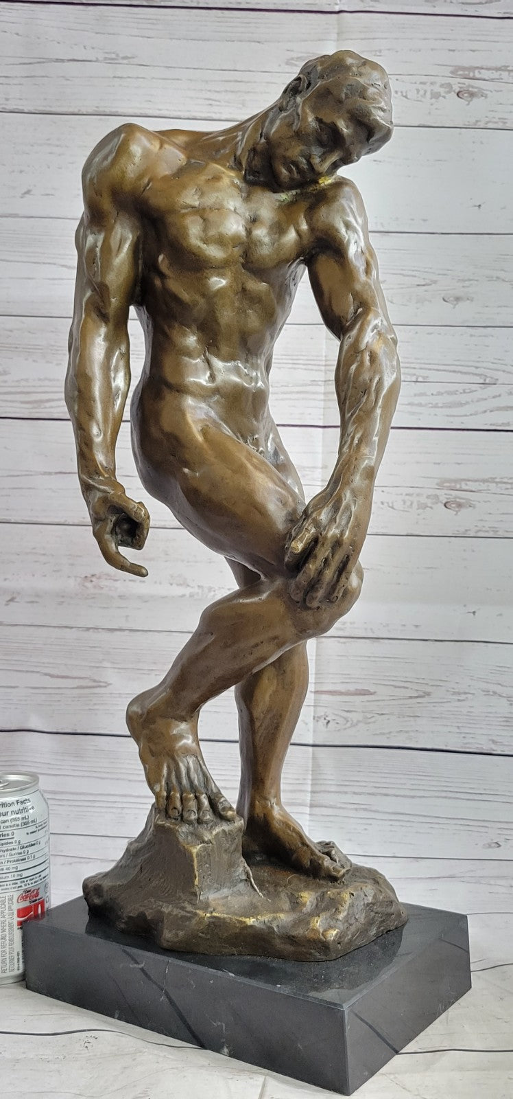Fine Genuine Bronze Man Adam from Rodin Hand Made Lost Wax Method Nude Figurine