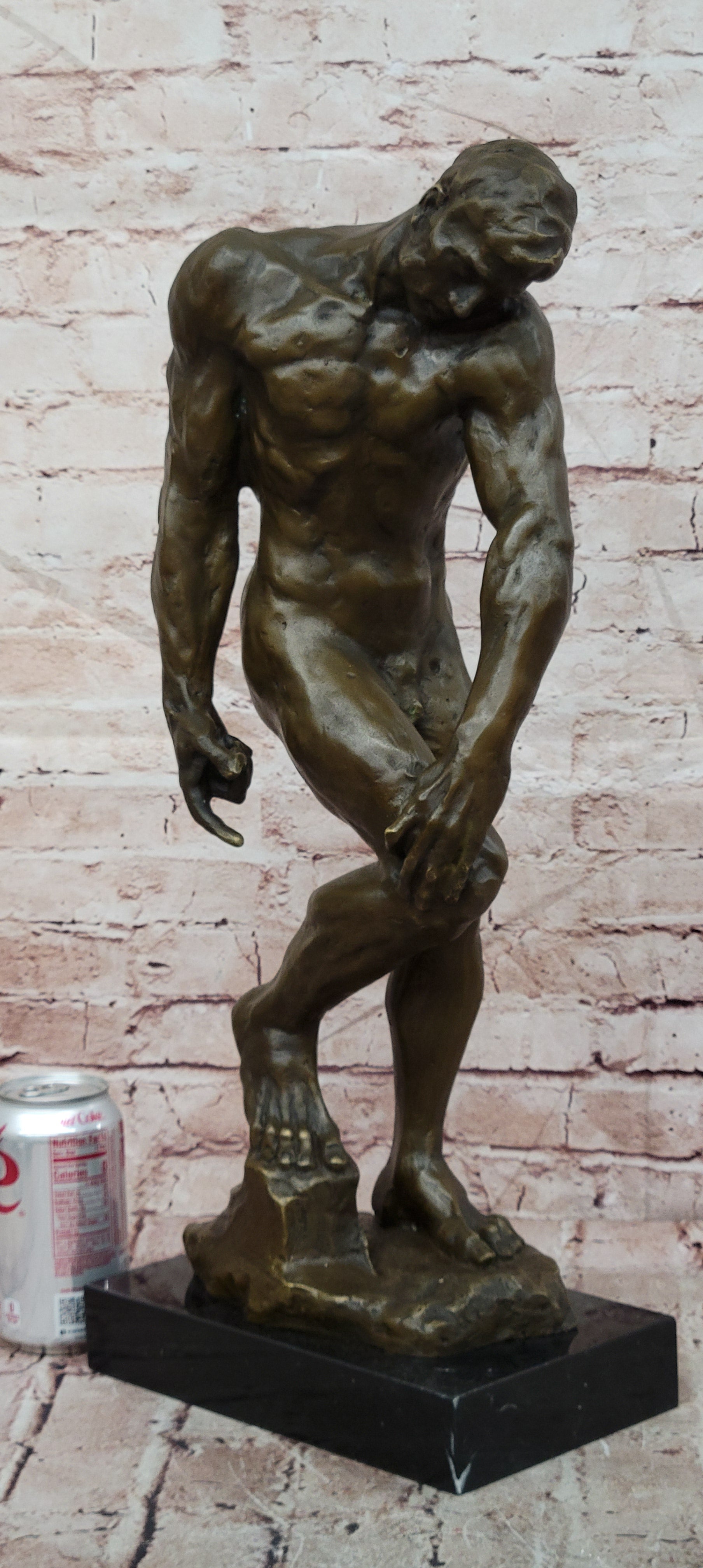Fine Genuine Bronze Man Adam from Rodin Hand Made Lost Wax Method Nude Figurine